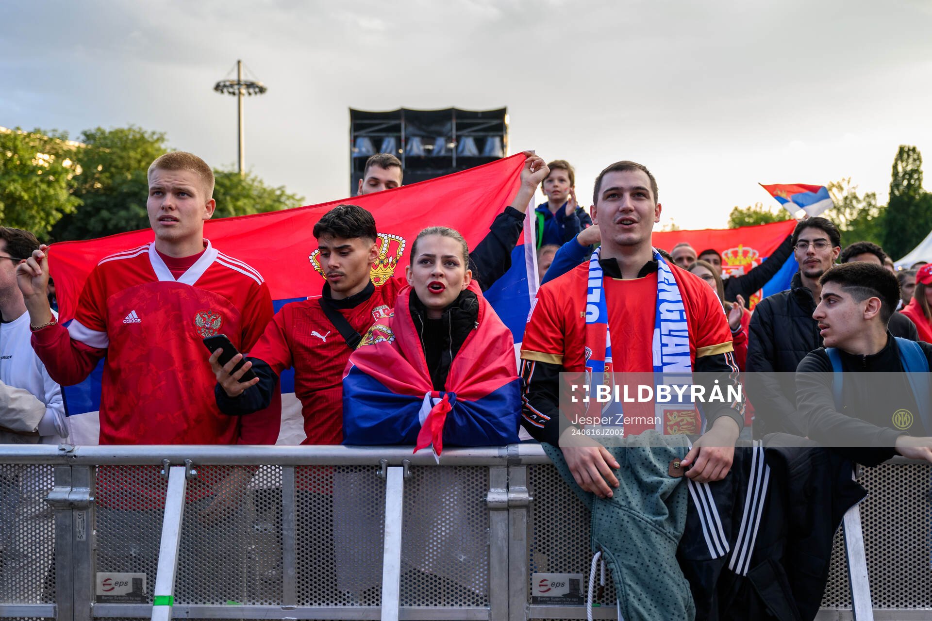 Fans of Serbia in Gelsenkirchen Fan Zone