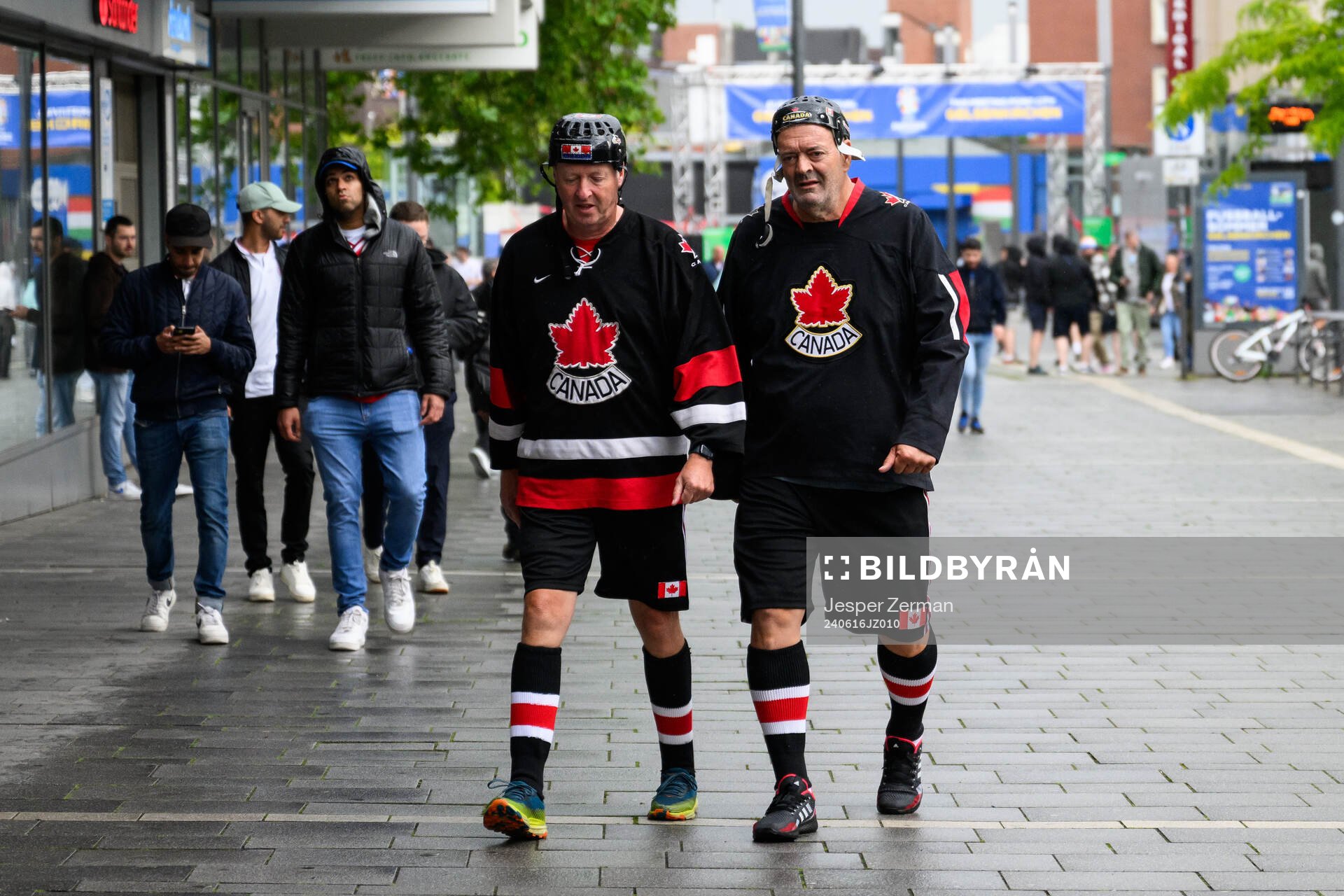 Fans with Canadian hockey jerseys