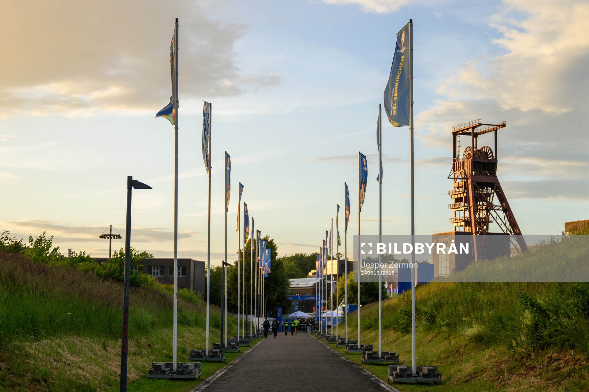 The walkway to the entrance of Gelsenkirchen Fan Zone