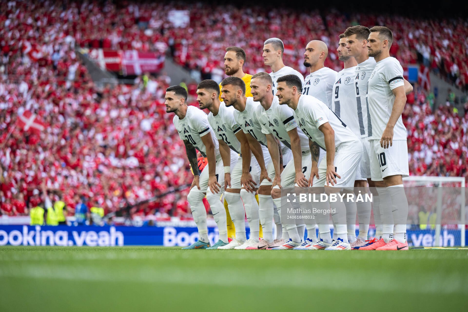 The starting eleven of Slovenia ahead of the UEFA Euro 2024 Football Championship match between Slovenia and Denmark on June 16, 2024 in Stuttgart.