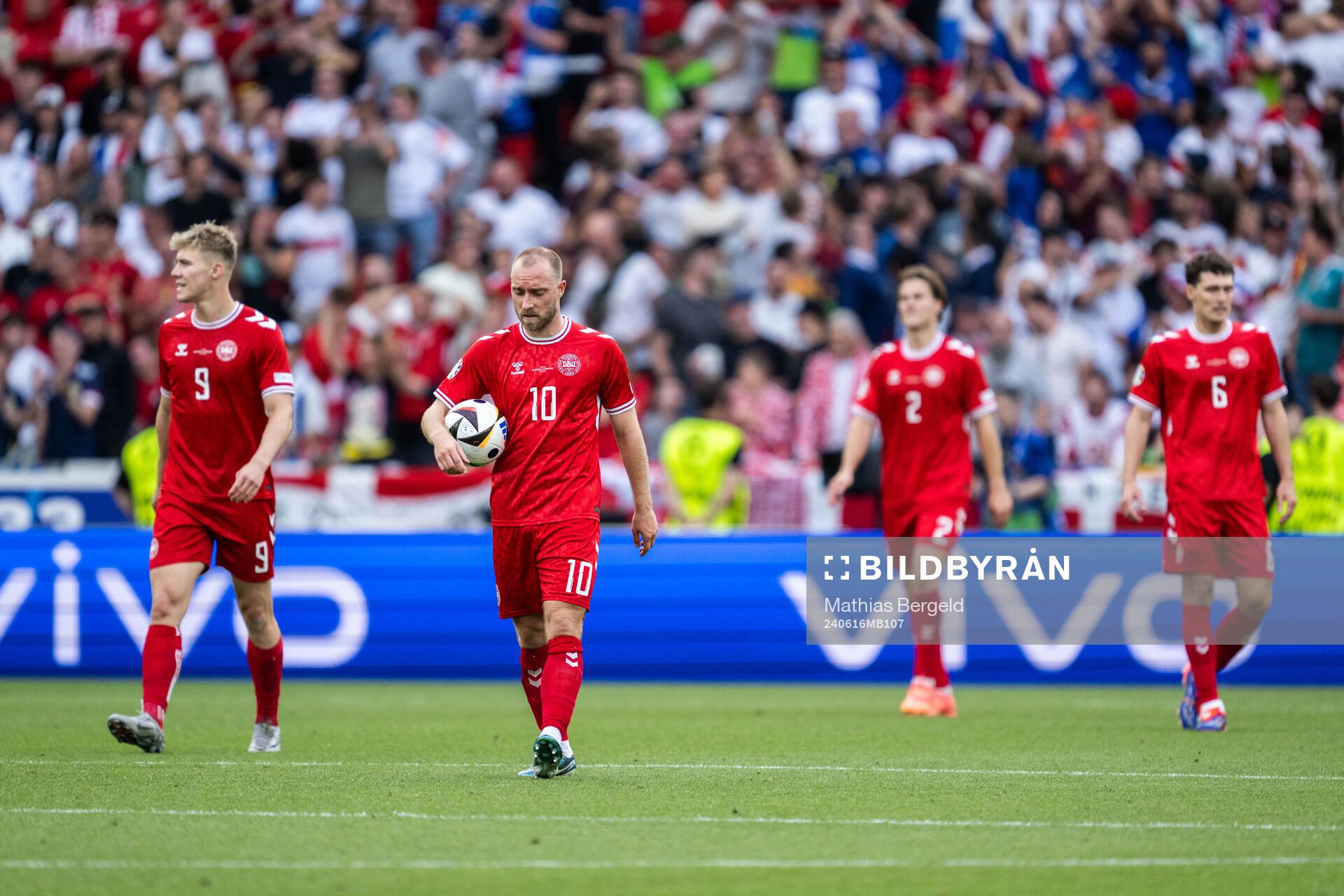 Christian Eriksen of Denmark looks dejected