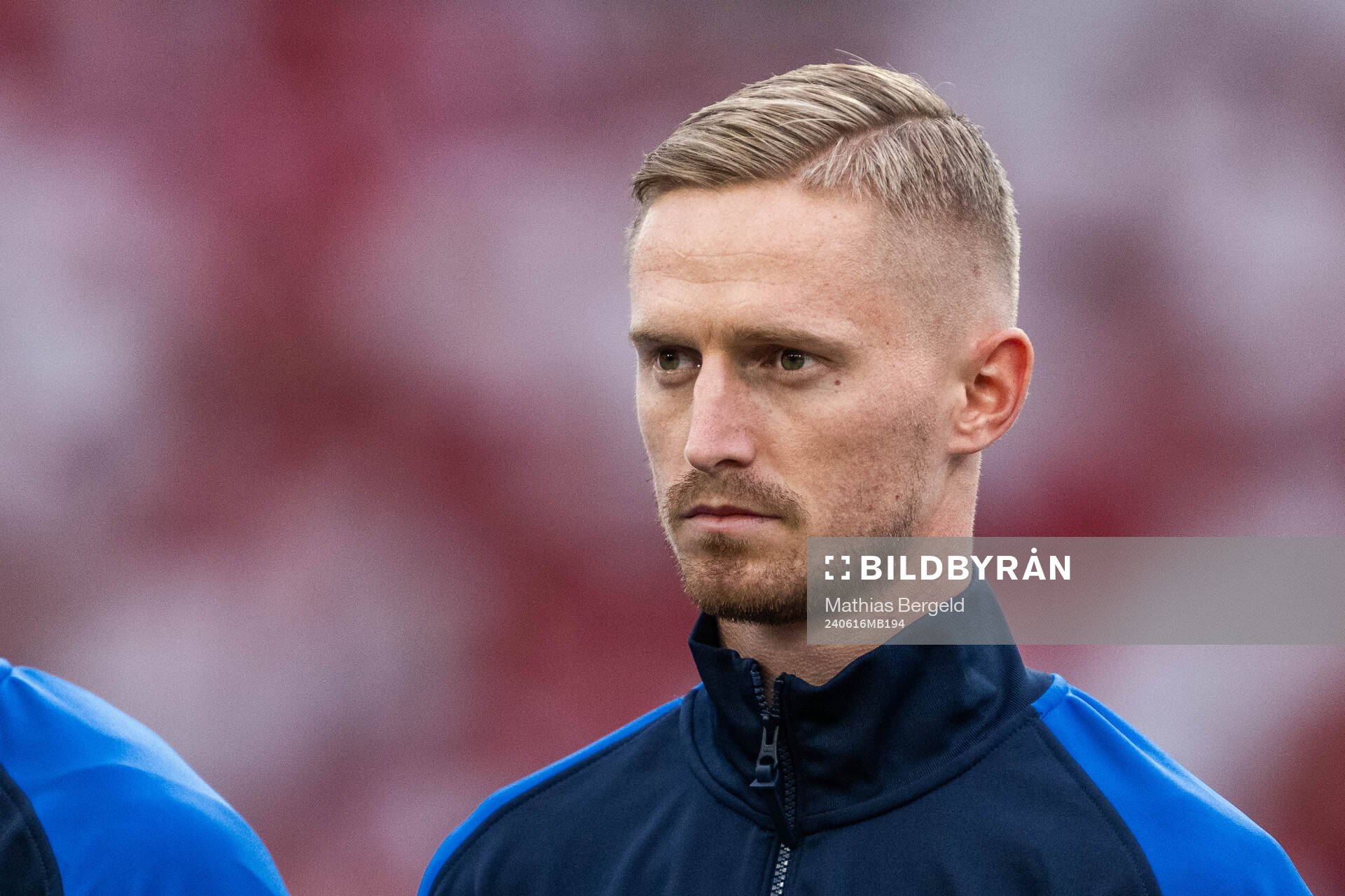 Zan Karnicnik of Slovenia during line-up ahead of the UEFA Euro 2024 Football Championship match between Slovenia and Denmark on June 16, 2024 in Stuttgart. 