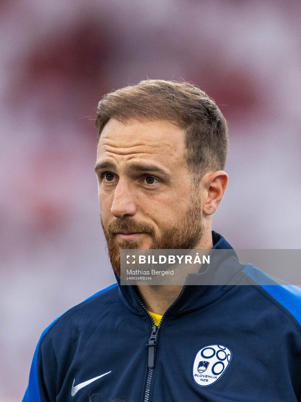 Goalkeeper Jan Oblak of Slovenia during line-up ahead of the UEFA Euro 2024 Football Championship match between Slovenia and Denmark on June 16, 2024 in Stuttgart.