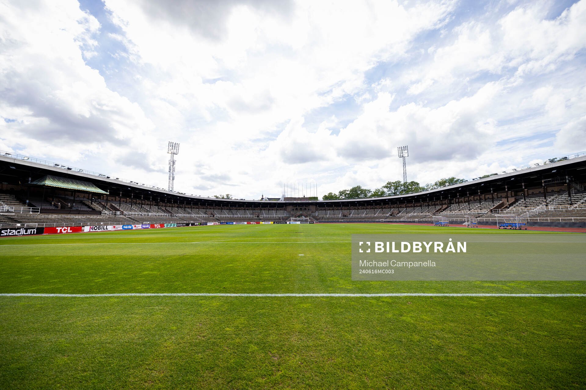 Generell vy på Stockholm Stadion innan fotbollsmatchen i