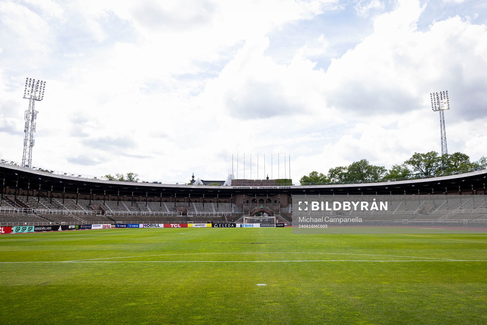 Generell vy på Stockholm Stadion innan fotbollsmatchen i