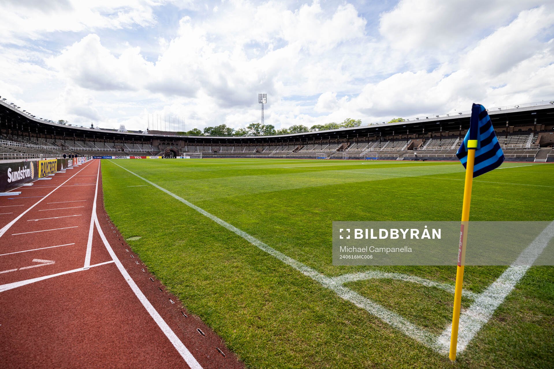 Generell vy på Stockholm Stadion innan fotbollsmatchen i