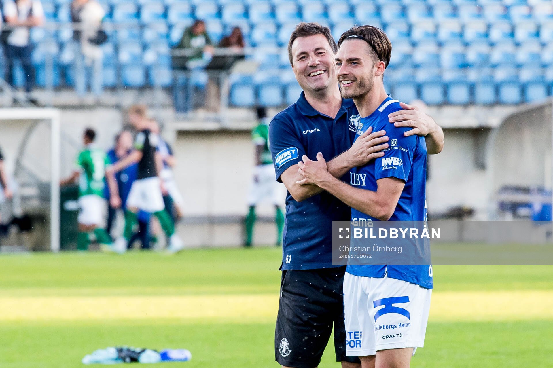 Trelleborgs tränare Stefan Jacobsson och Felix Hörberg