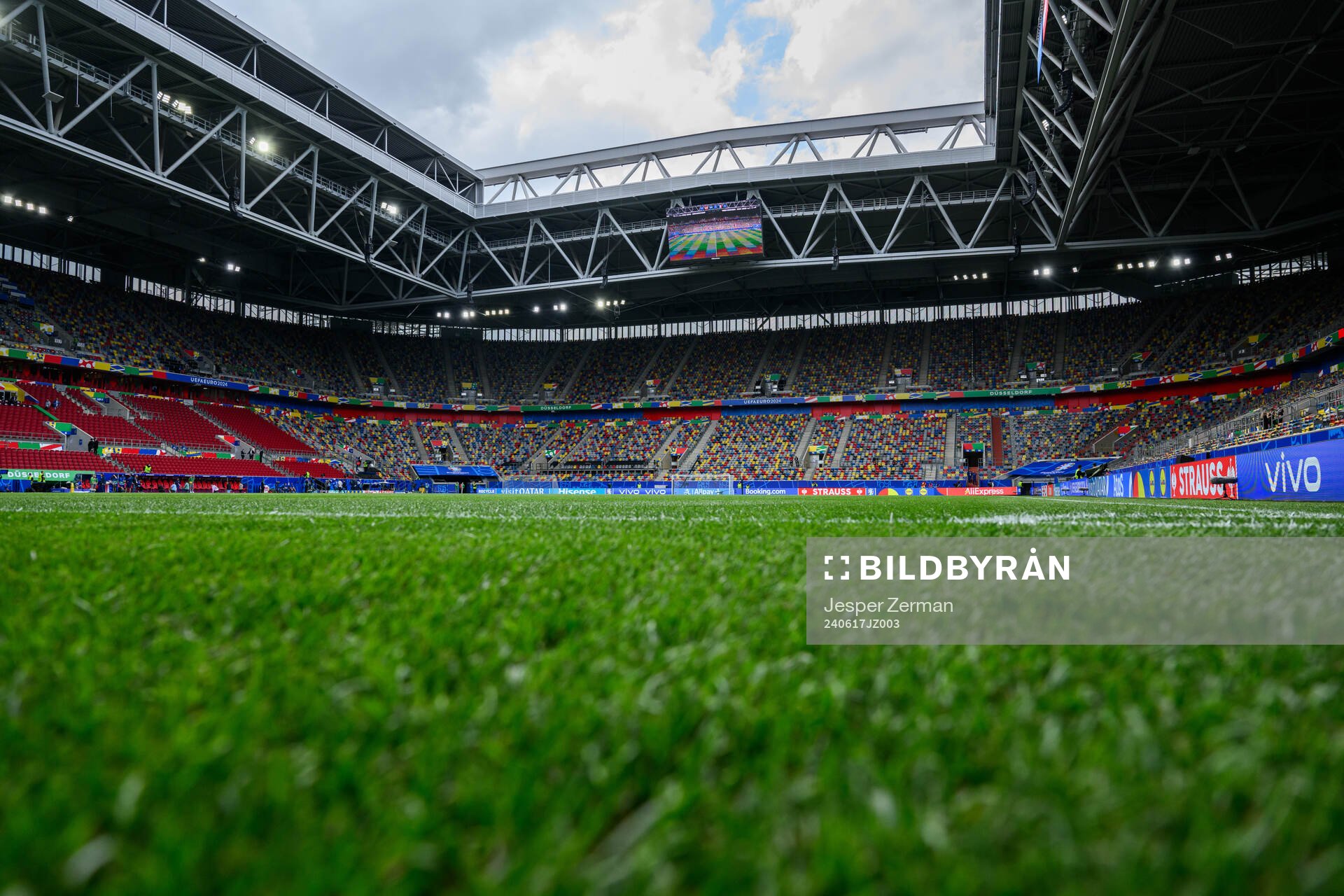 Interior view of Düsseldorf Arena ahead of the UEFA Euro 2024 Football Championship match between Austria and France on June 17, 2024 in Düsseldorf.