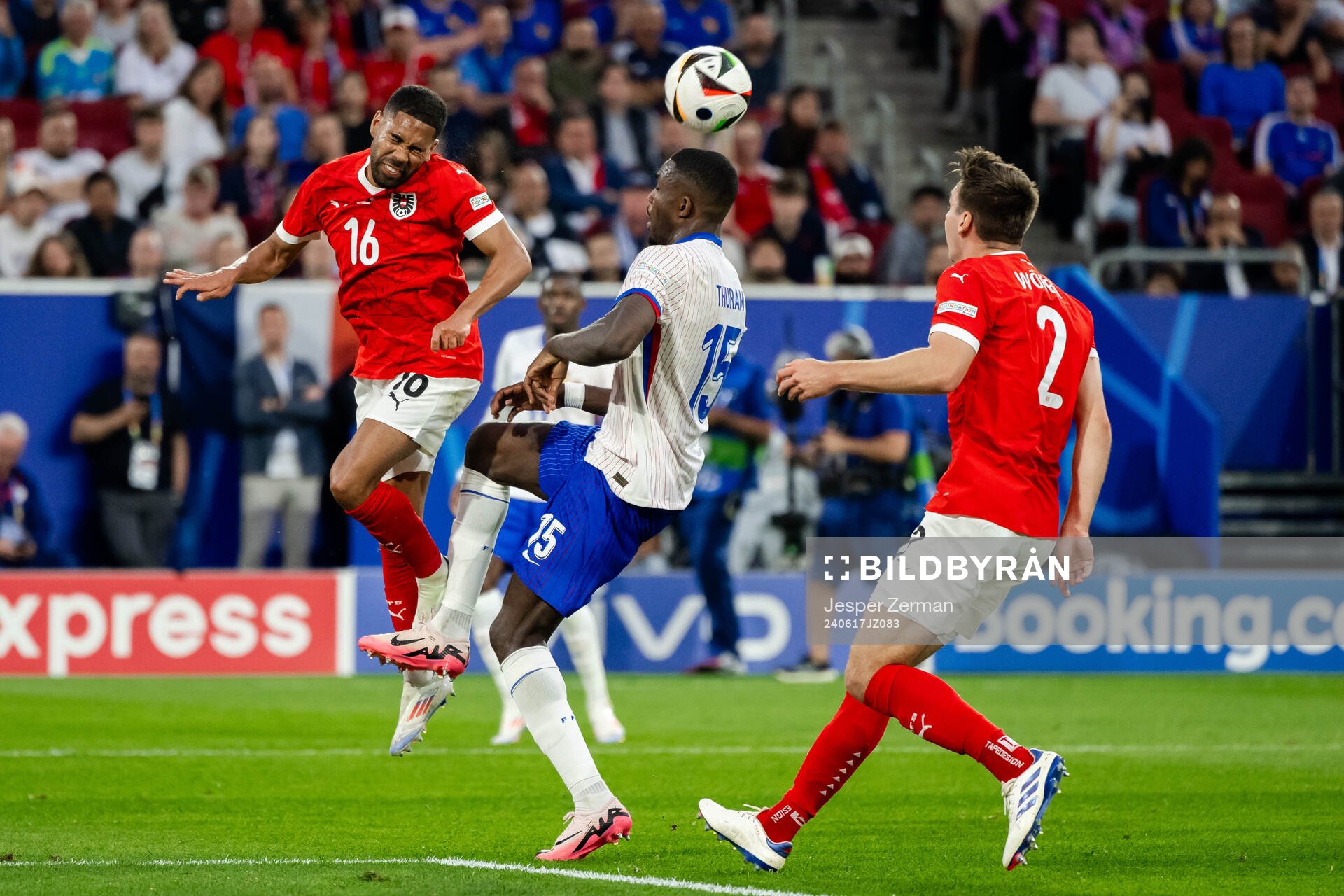 Phillipp Mwene of Austria and Marcus Thuram of France