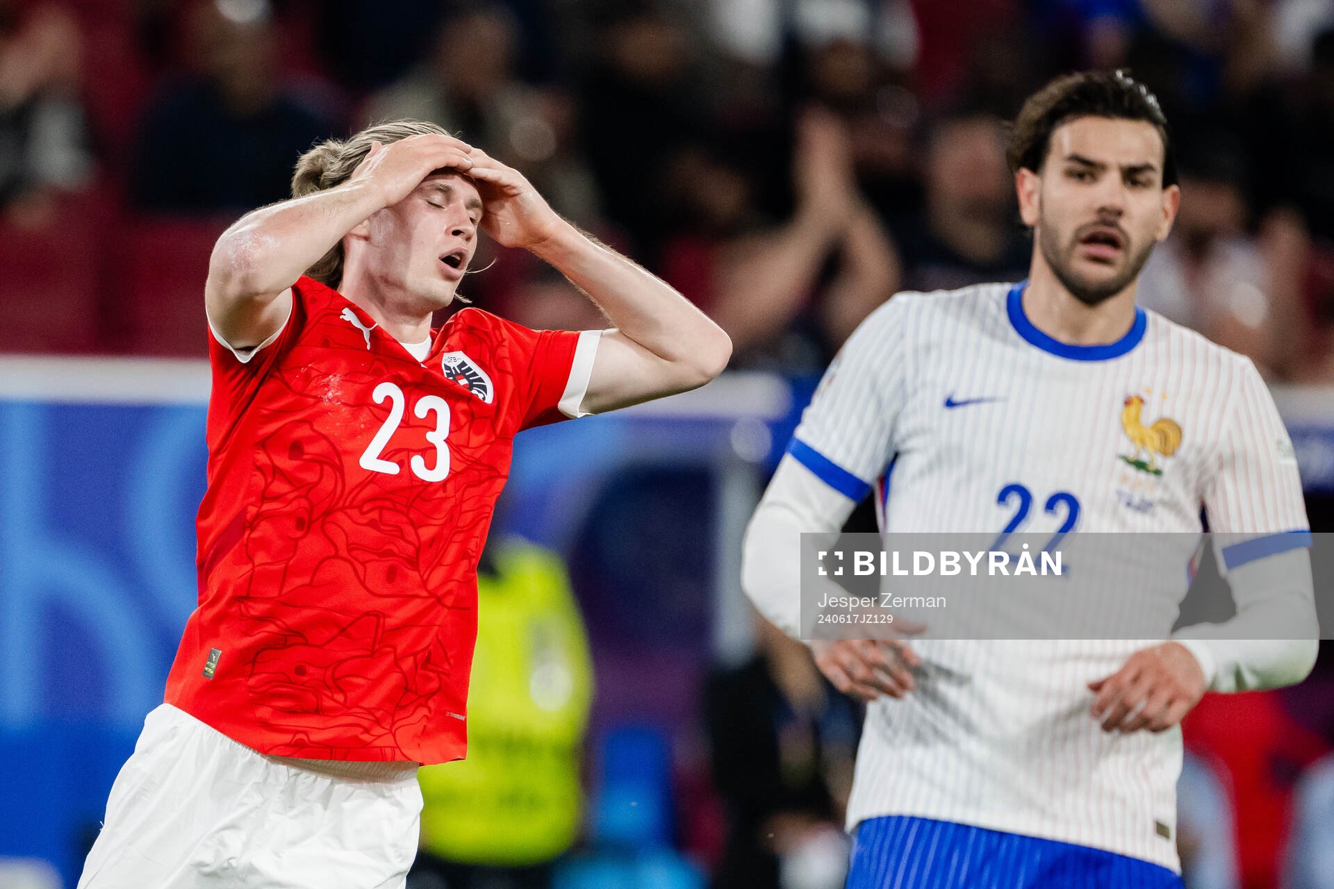 Patrick Wimmer of Austria reacts
