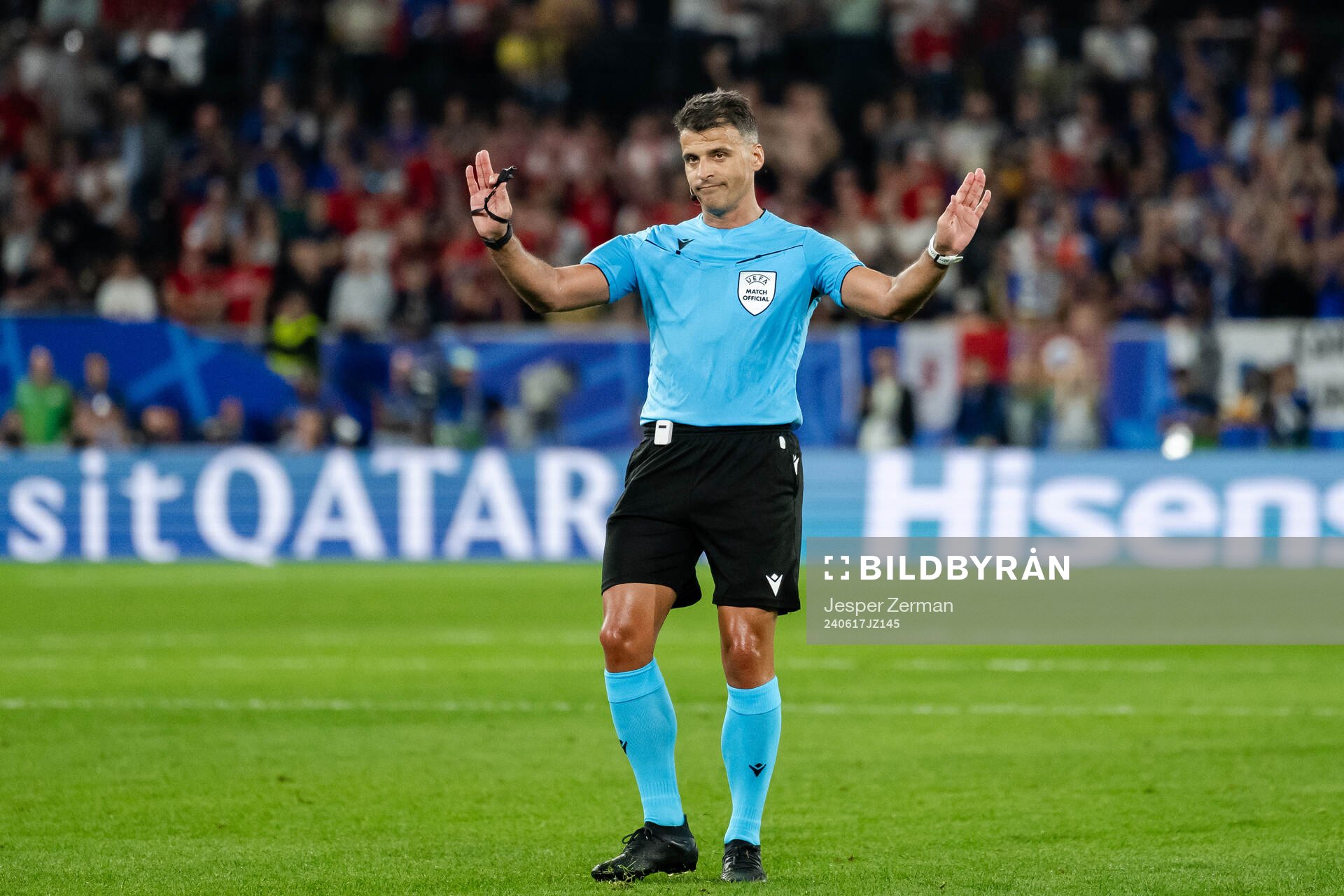Referee Jesus Gil Manzano after the UEFA Euro 2024 Football Championship match between Austria and France on June 17, 2024 in Düsseldorf.