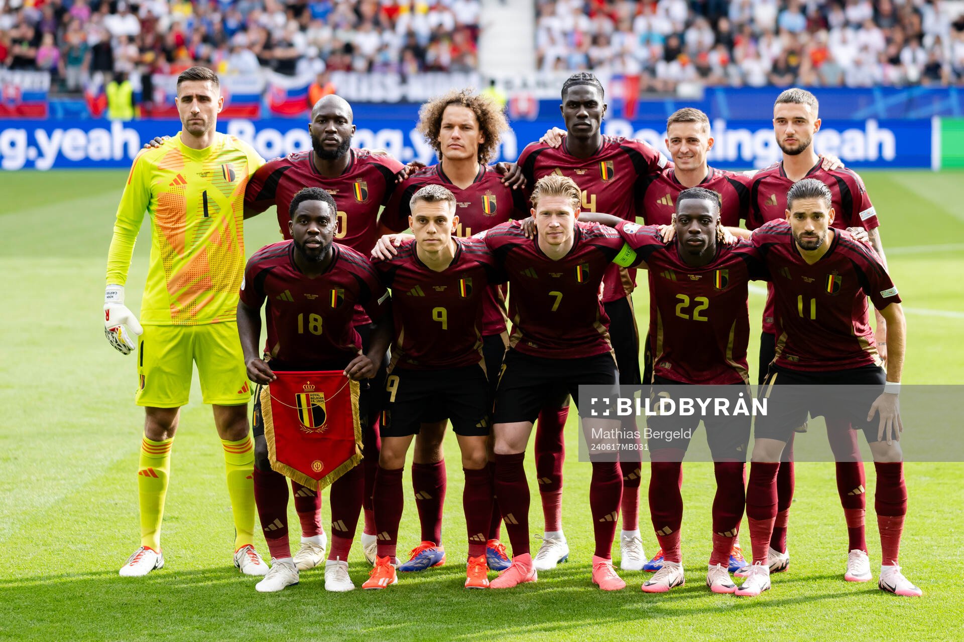 The starting eleven of Belgium pose for a team photo