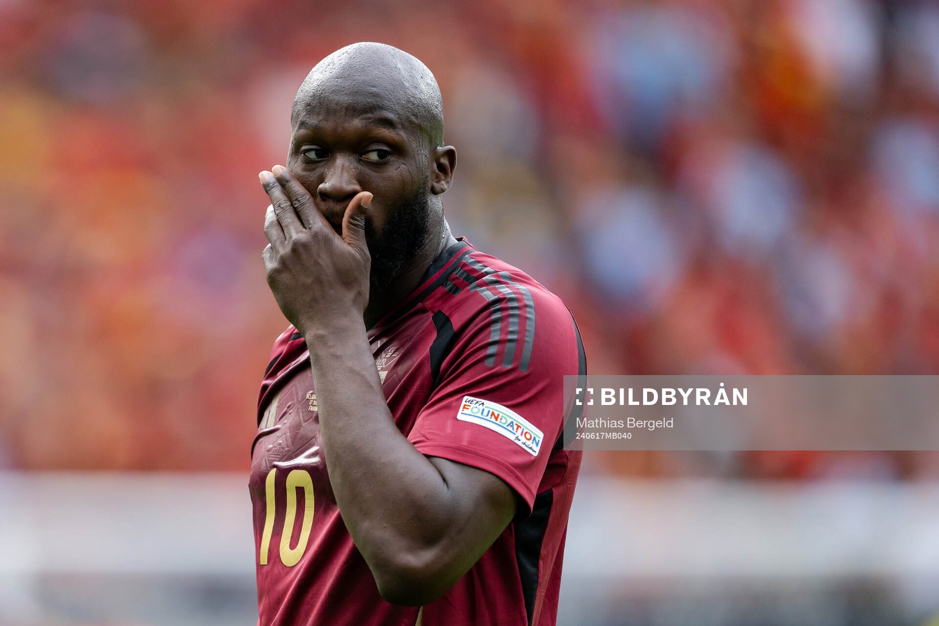 Romelu Lukaku of Belgium looks dejected