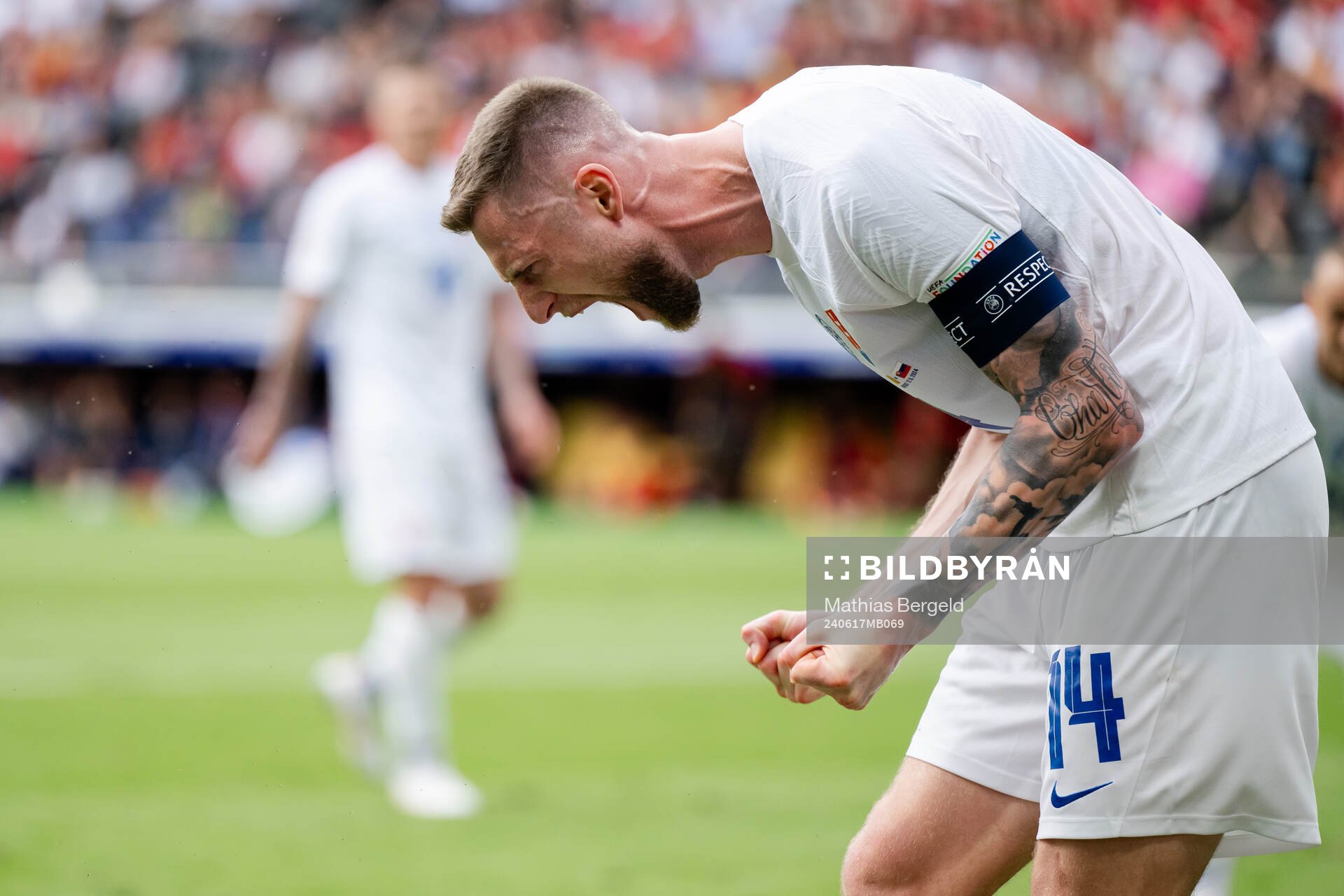 Milan Skriniar of Slovakia reacts