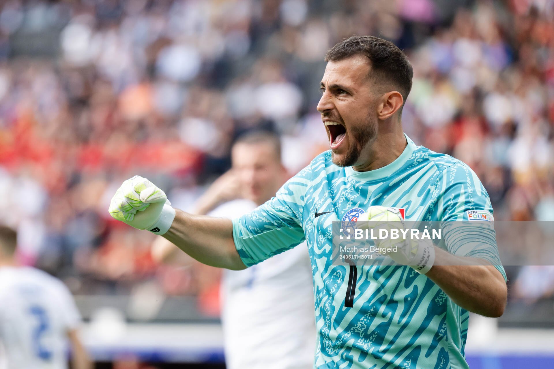 Goalkeeper Martin Dubravka of Slovakia celebrates