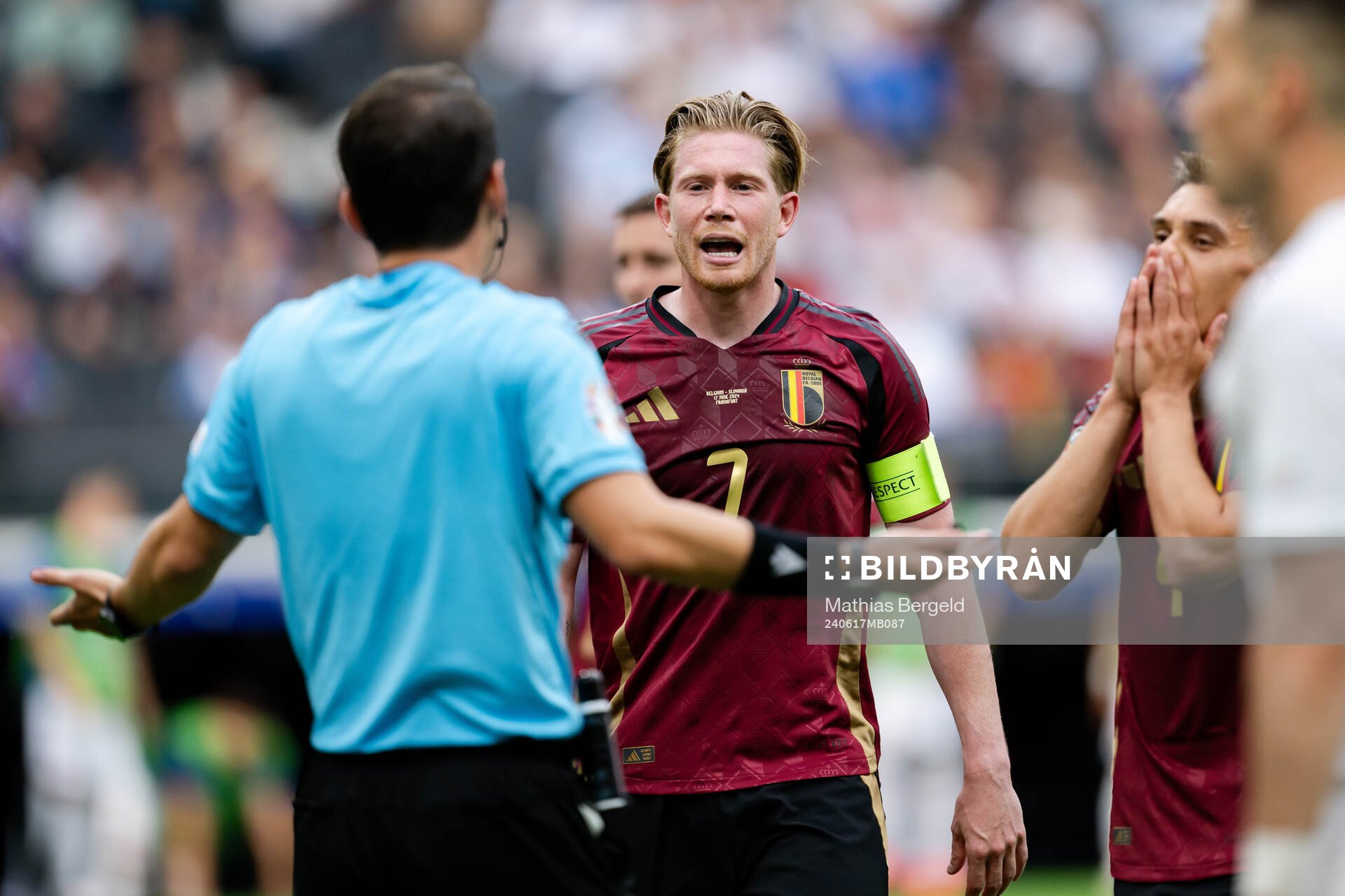 Kevin De Bruyne of Belgium reacts