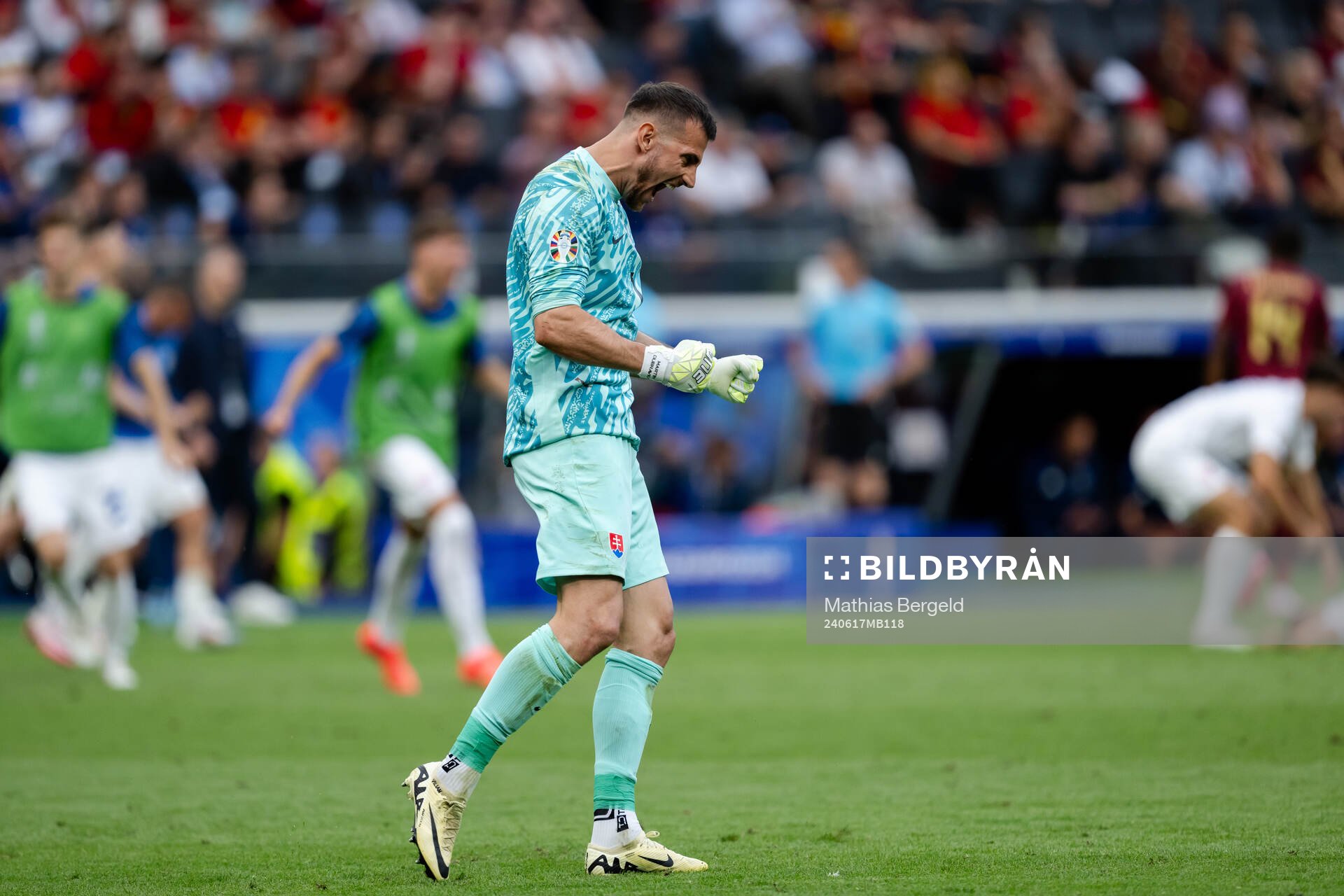 Goalkeeper Martin Dubravka of Slovakia celebrates