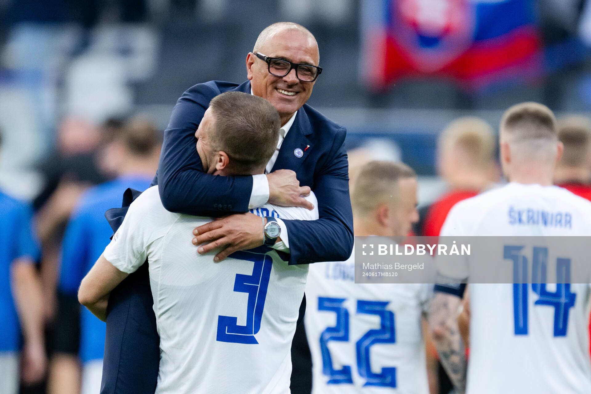 Denis Vavro and Head coach Francesco Calzona of Slovakia