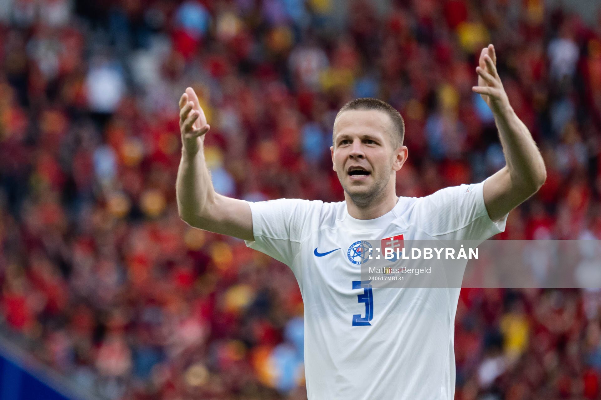 Denis Vavro of Slovakia celebrates