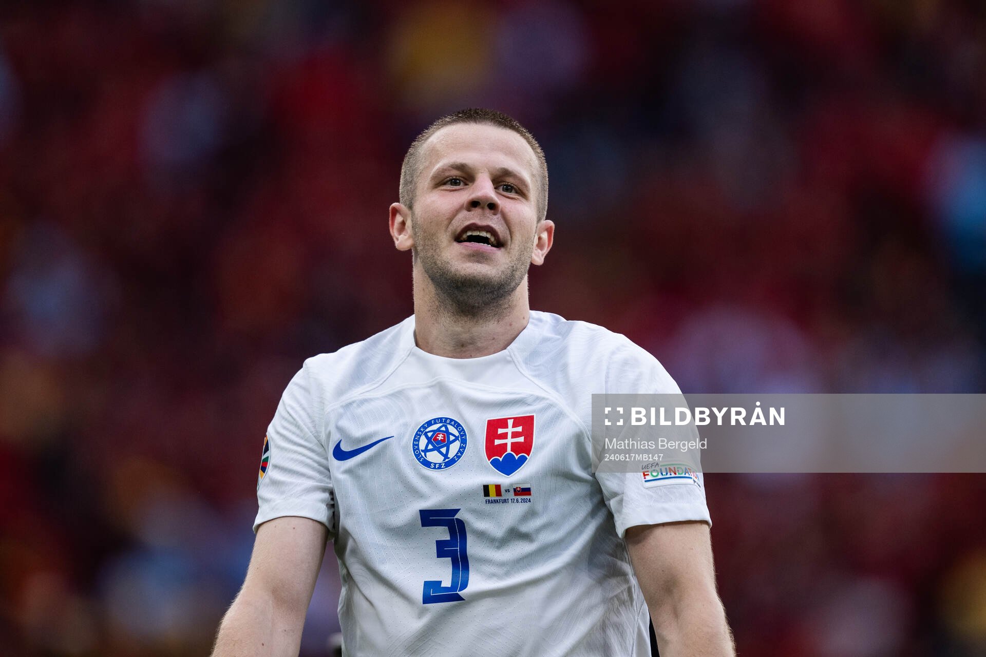 Denis Vavro of Slovakia celebrates