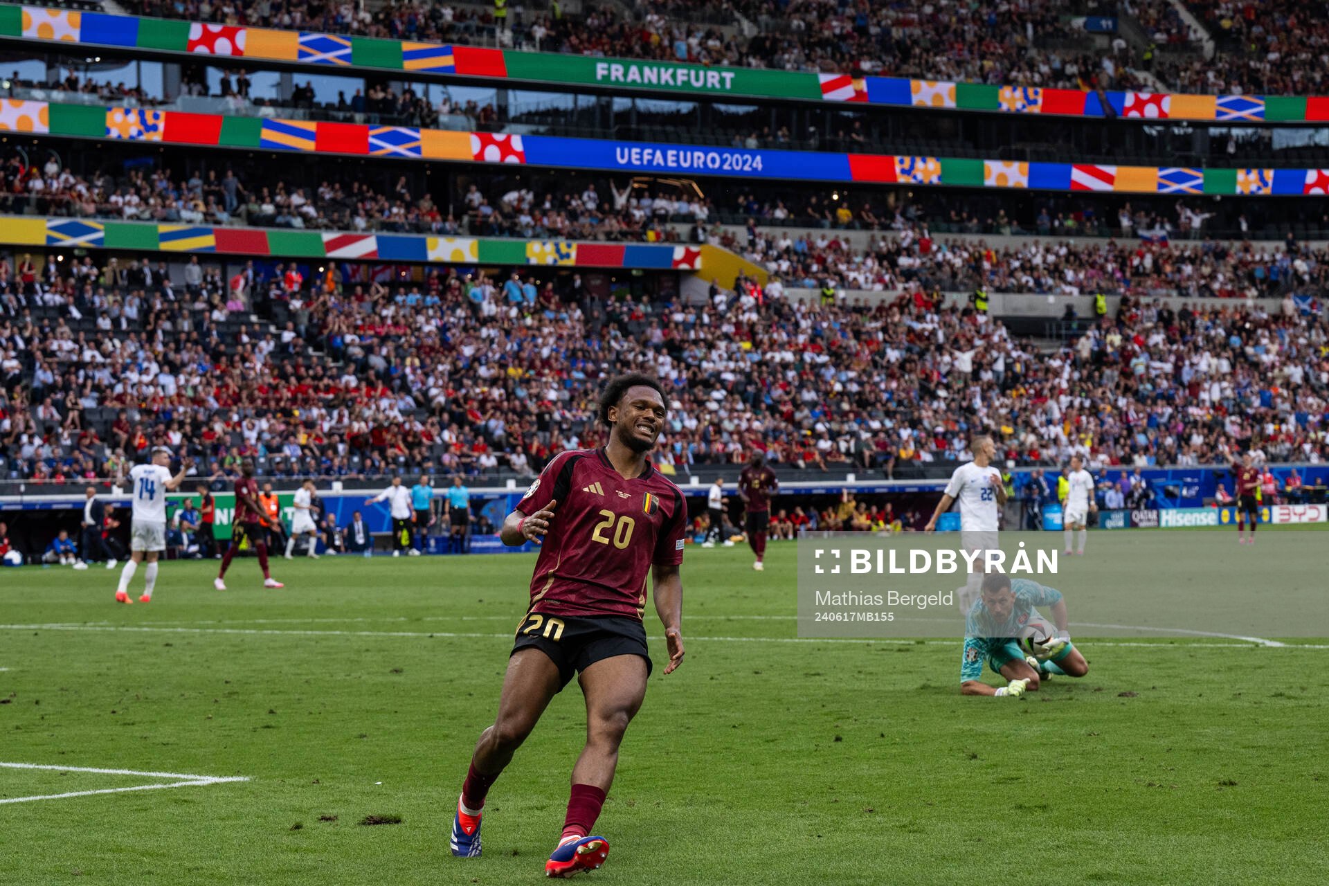 Ikoma-Lois Openda of Belgium looks dejected