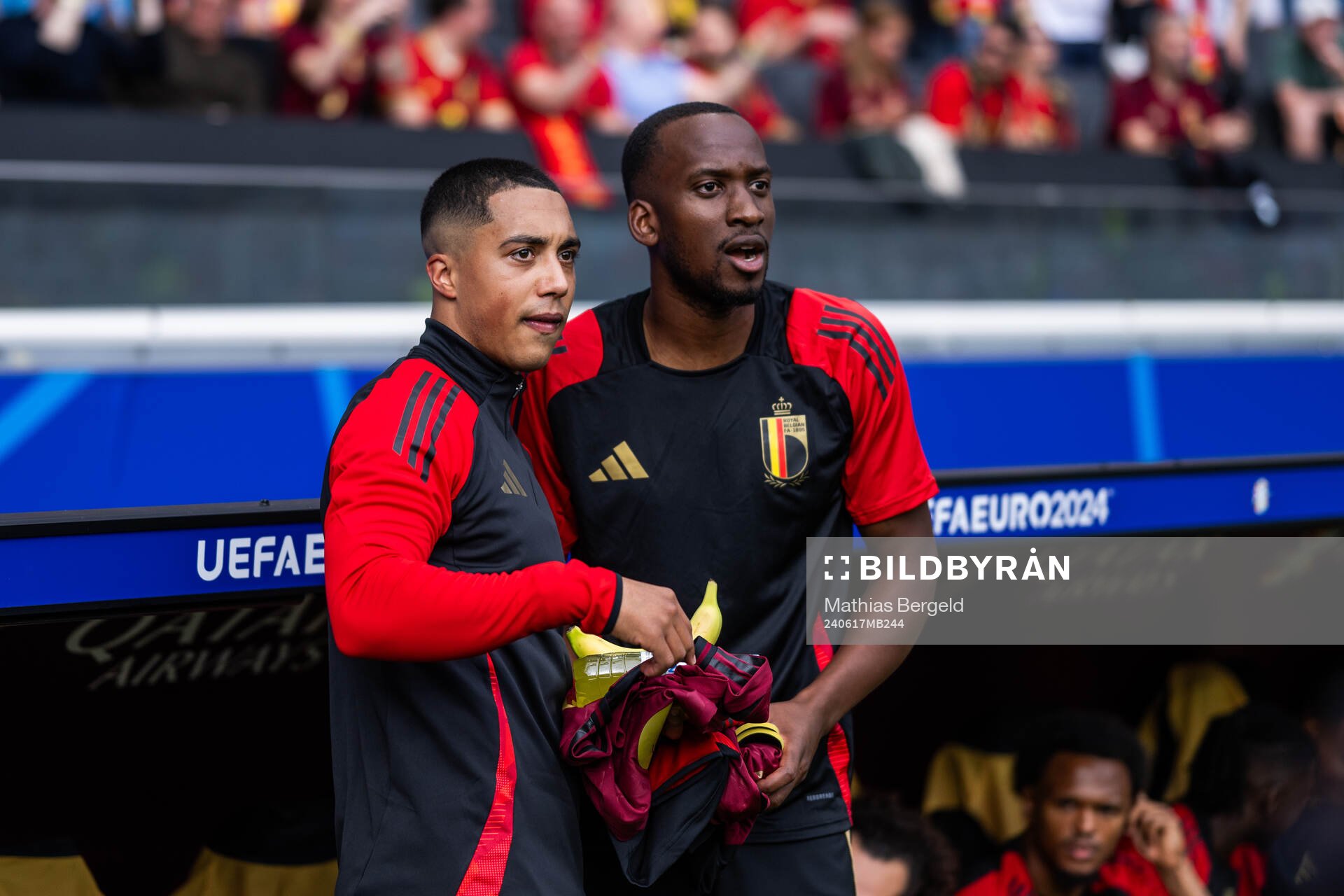 Youri Tielemans and Dodi Lukebakio of Belgium