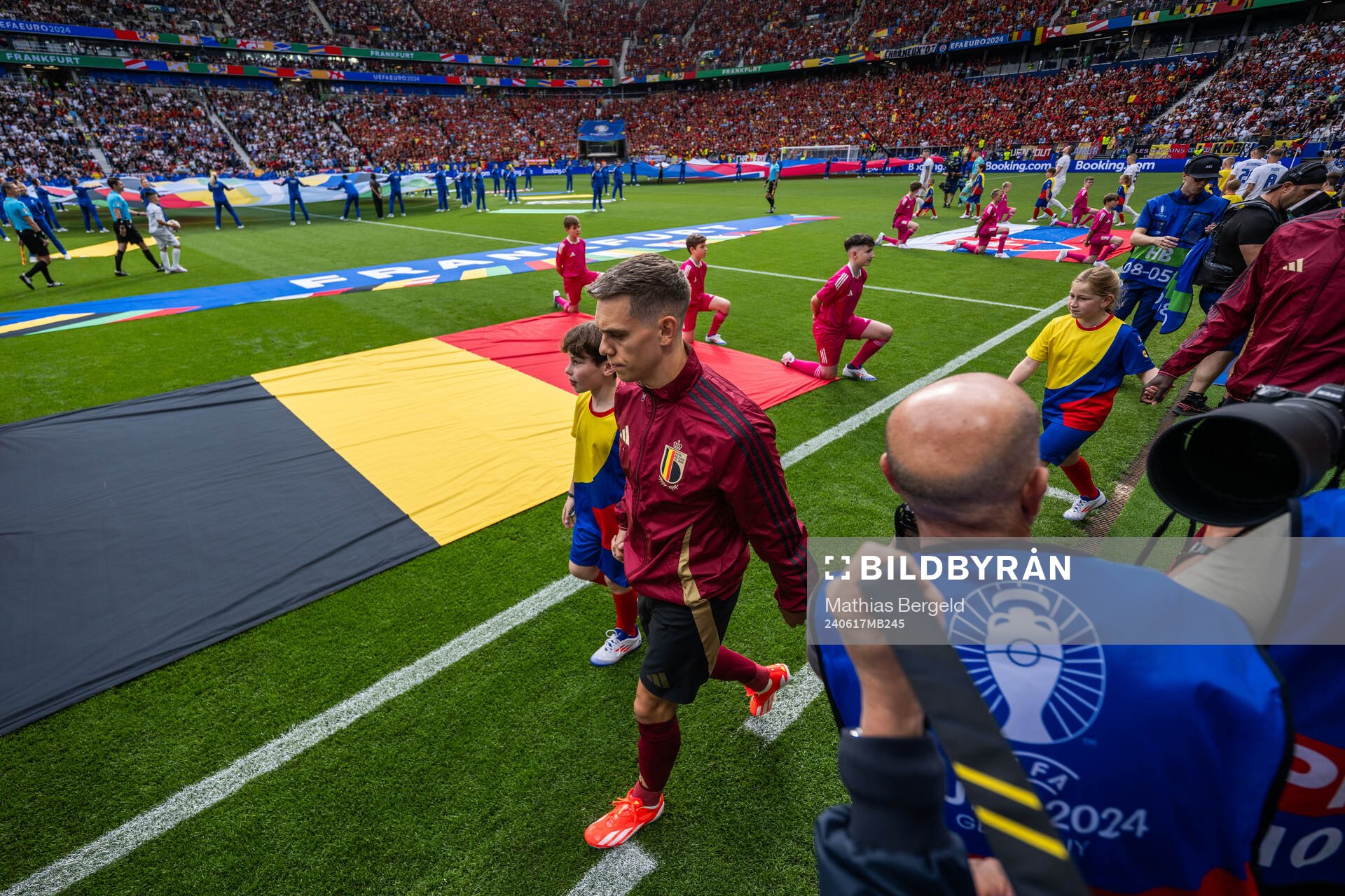 Leandro Trossard of Belgium enters the pitch