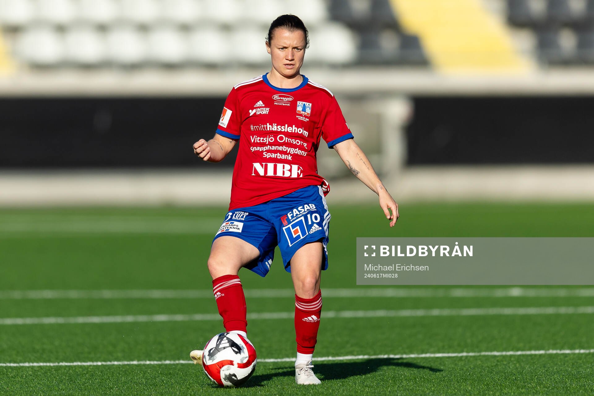 Vittsjös Kayla Adamek under fotbollsmatchen i Damallsvenskan mellan Häcken och Vittsjö den 17 juni 2024 i Göteborg. 