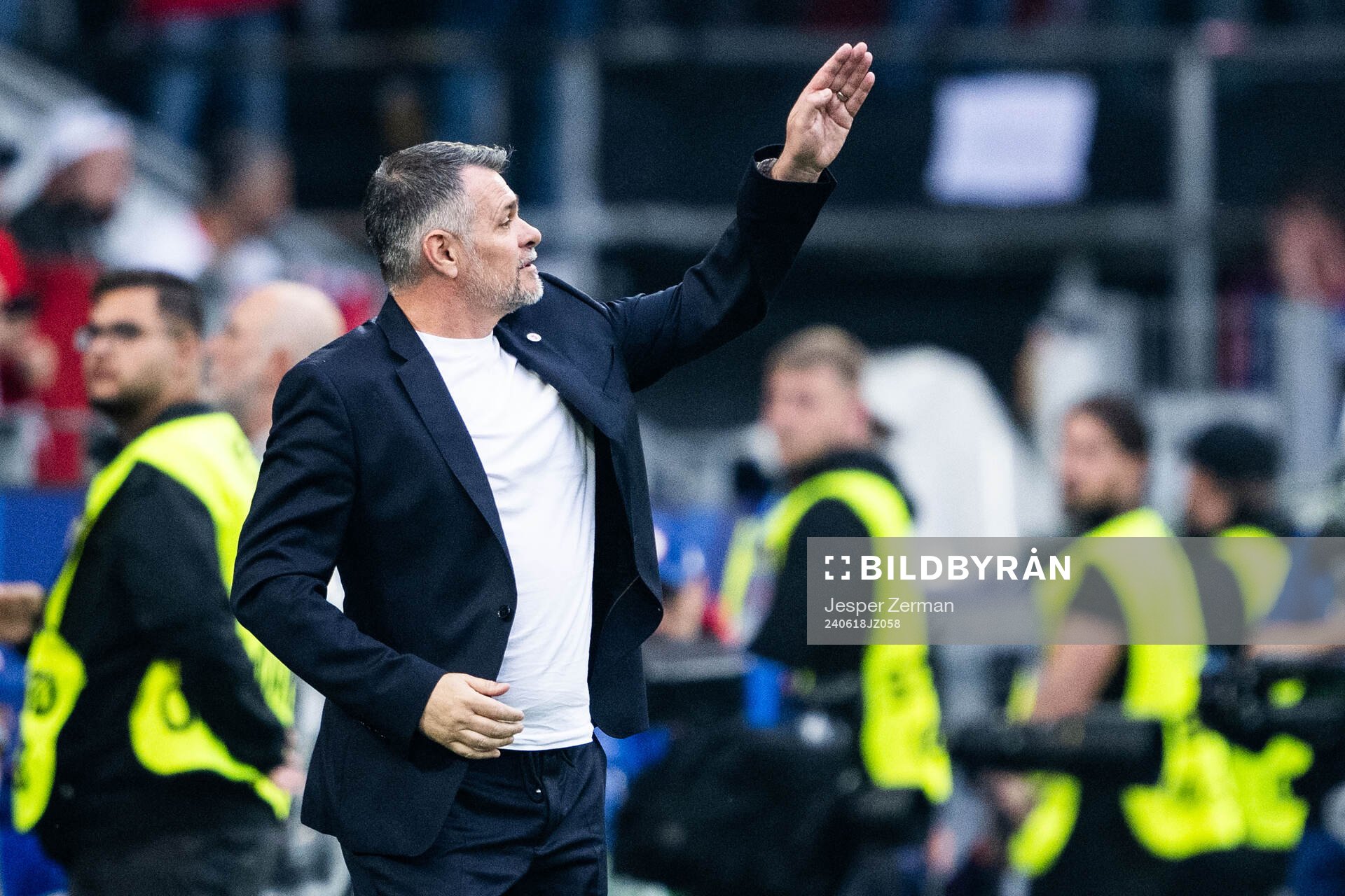 Head coach Willy Sagnol of Georgia during the UEFA Euro 2024 Football Championship match between Türkiye and Georgia on June 18, 2024 in Dortmund.