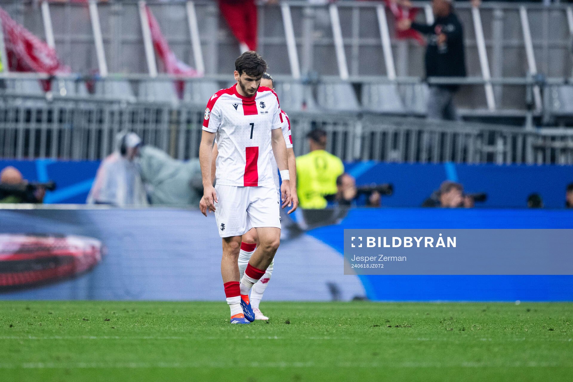 Khvicha Kvaratskhelia of Georgia looks dejected