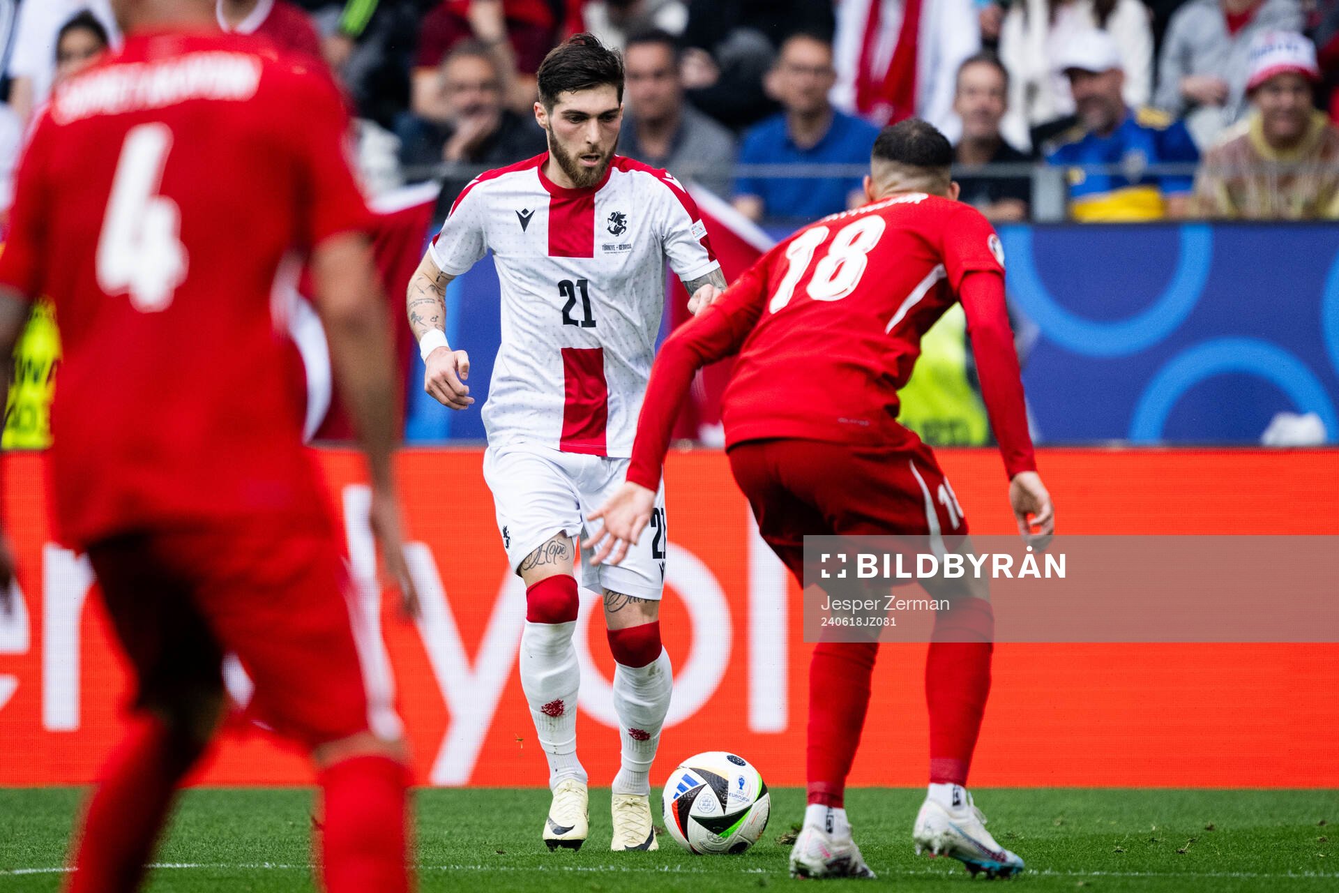 Giorgi Tsitaishvili of Georgia during the UEFA Euro 2024 Football Championship match between Türkiye and Georgia on June 18, 2024 in Dortmund.