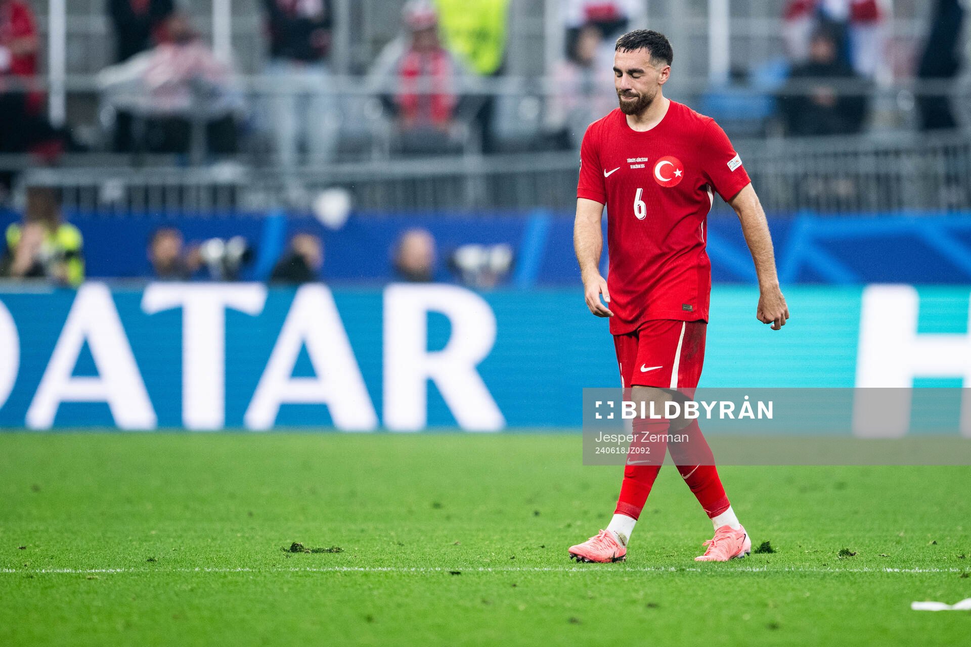 Orkun Kökcu of Türkiye looks dejected at half time of the
