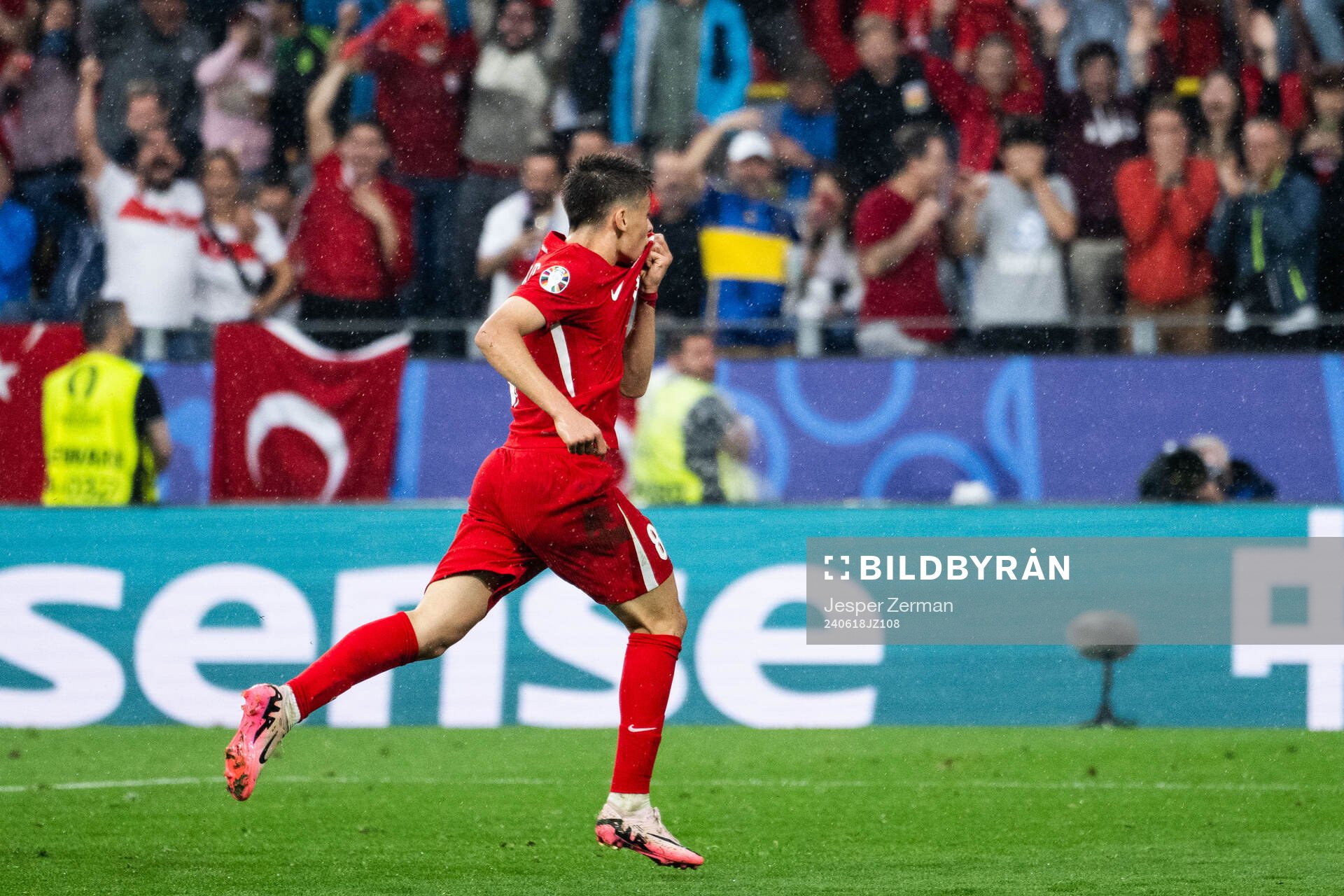Arda Guler of Türkiye celebrates after 2-1 during the UEFA Euro 2024 Football Championship match between Türkiye and Georgia on June 18, 2024 in Dortmund.