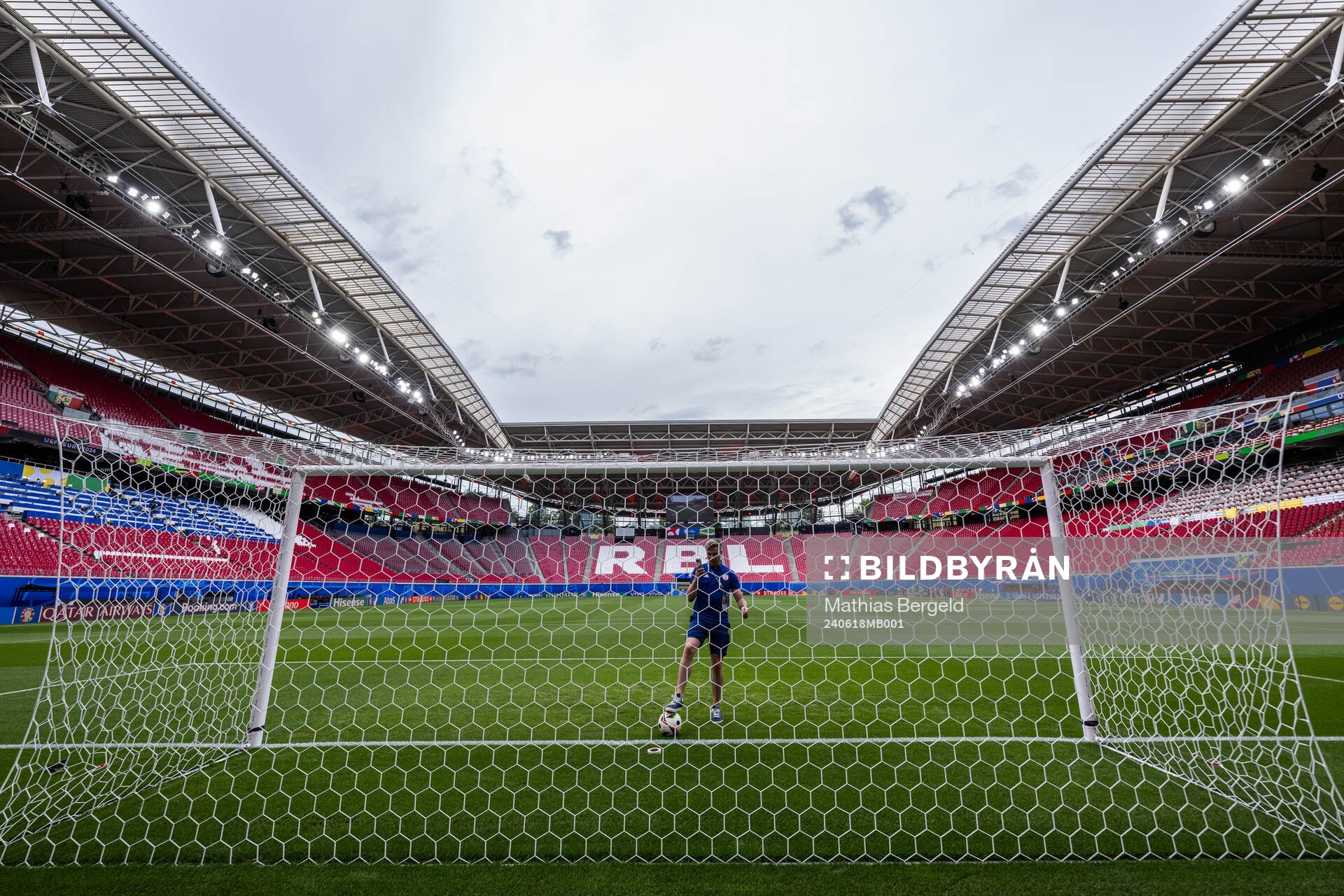 General interior view of Leipzig Stadium as the ball