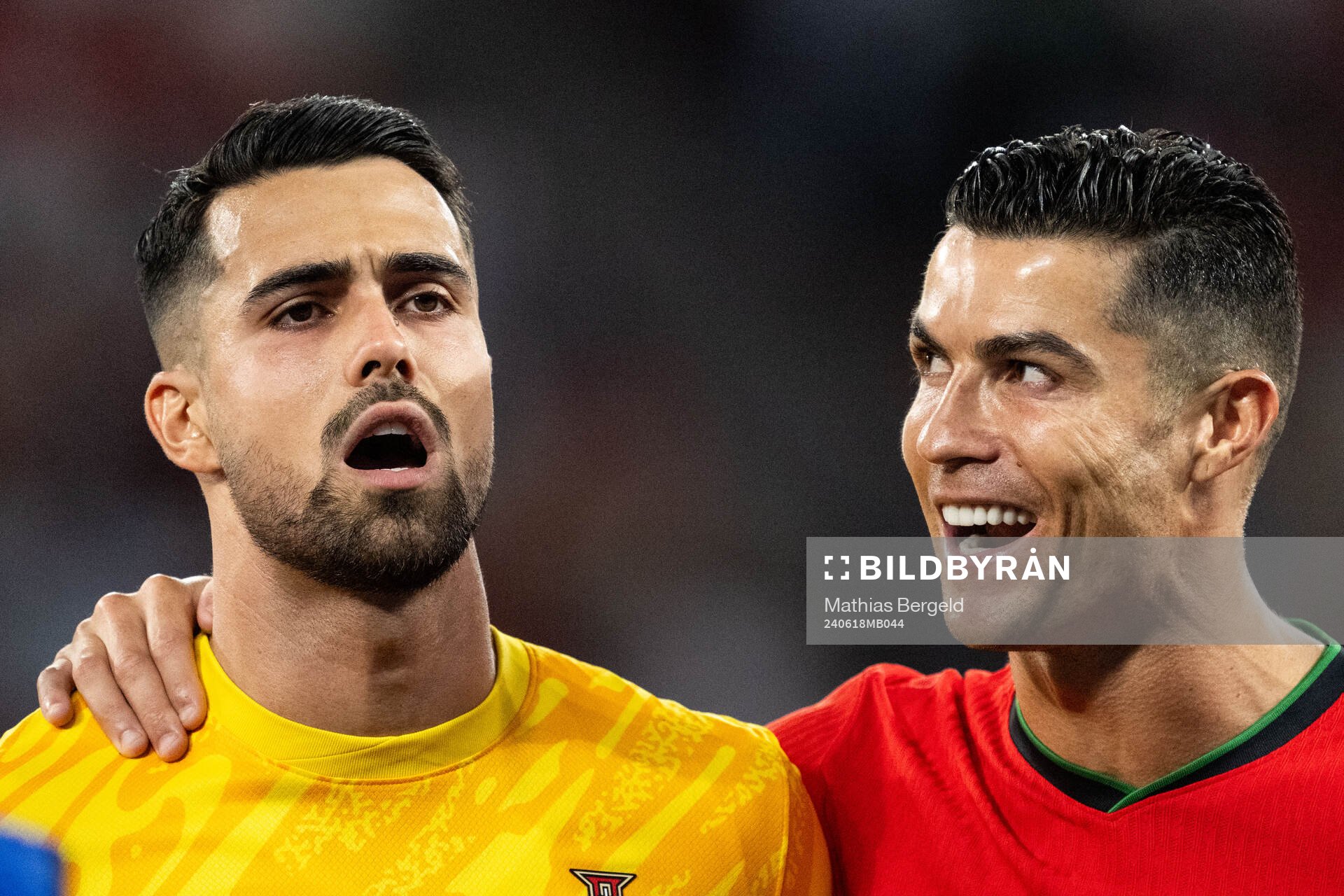 Diogo Costa and Cristiano Ronaldo of Portugal