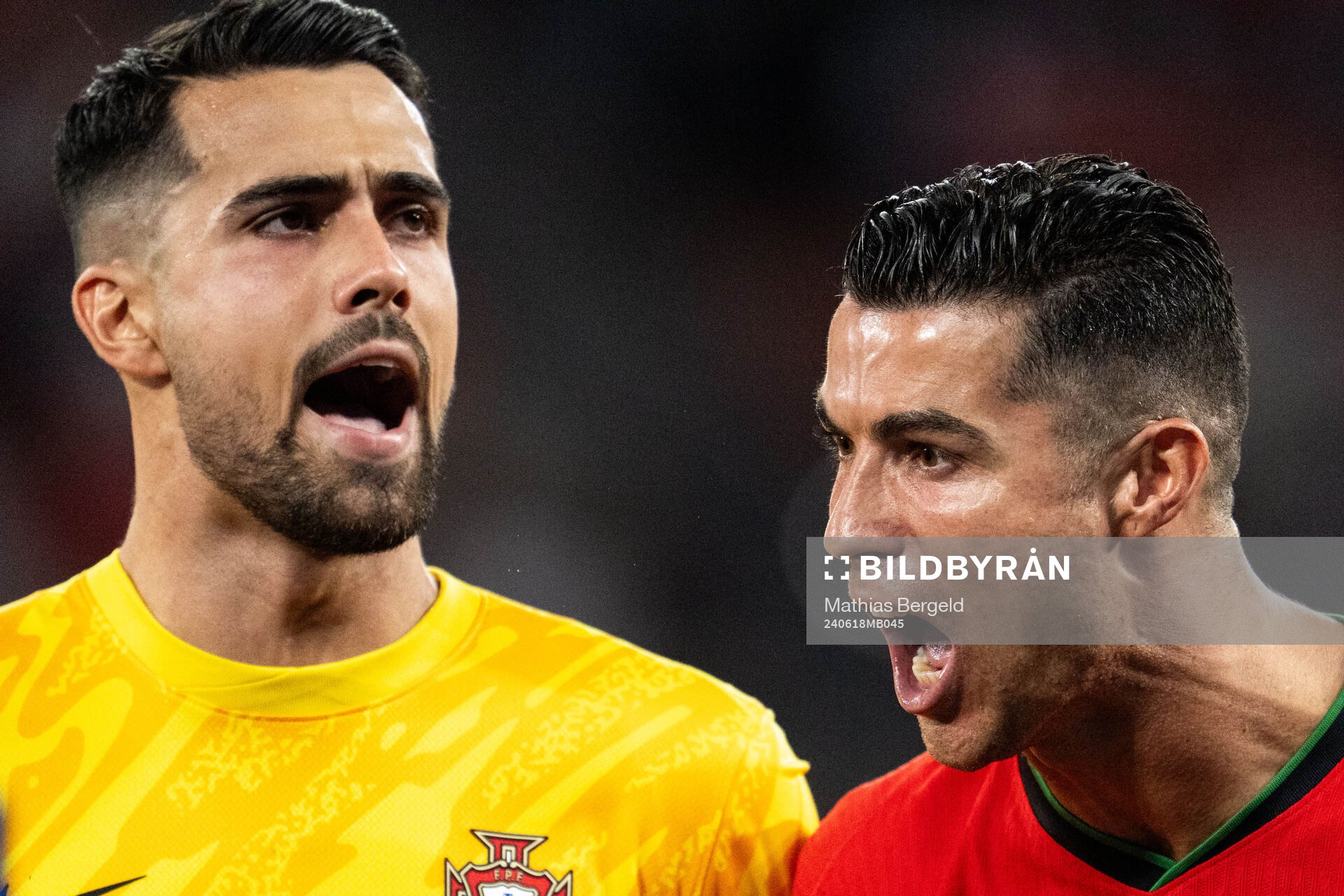 Diogo Costa and Cristiano Ronaldo of Portugal