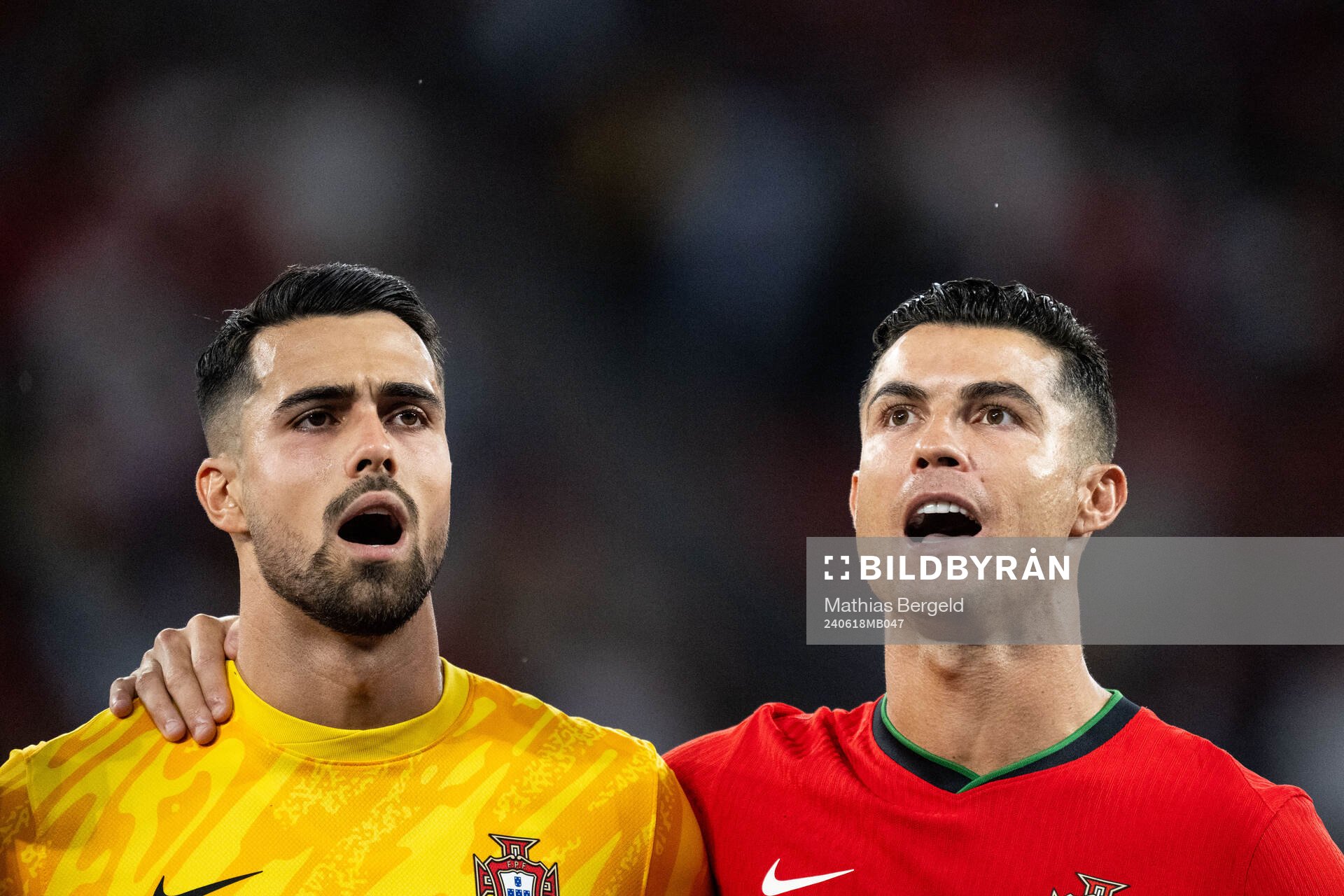 Diogo Costa and Cristiano Ronaldo of Portugal