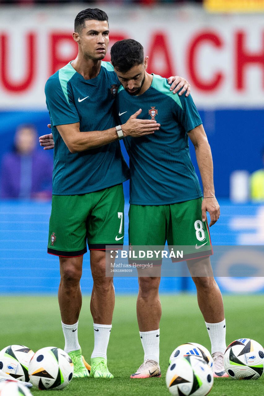 Cristiano Ronaldo and Bruno Fernandes of Portugal