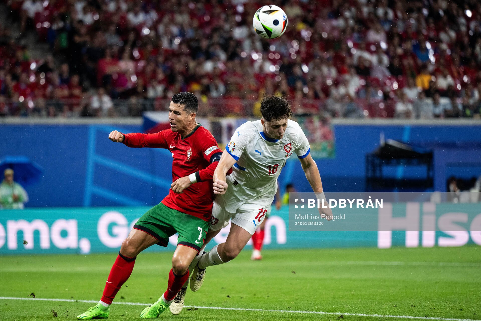 Cristiano Ronaldo of Portugal and Ladislav Krejci of Czech
