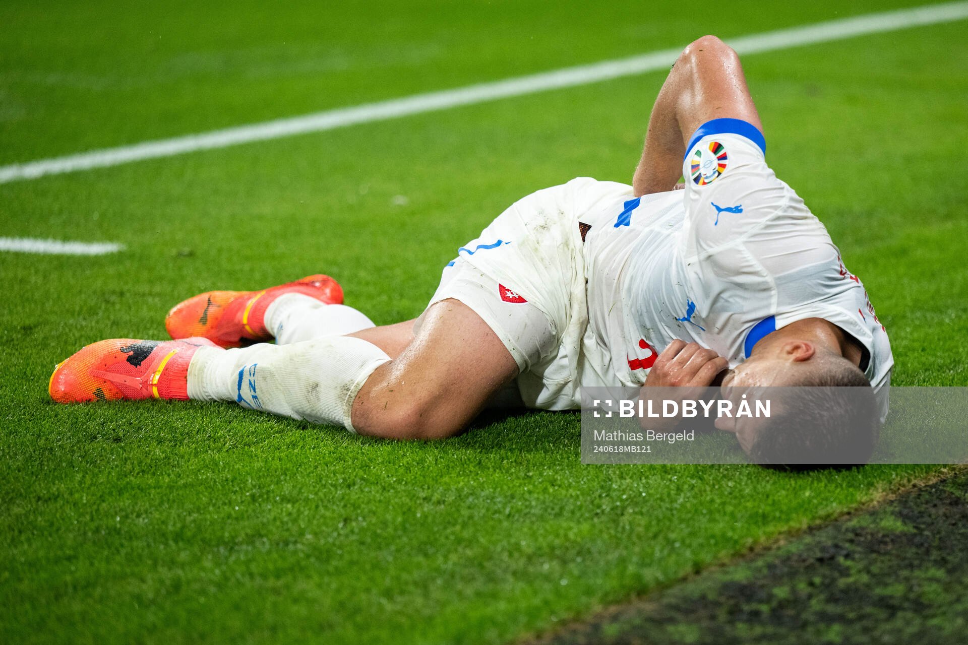 Tomas Holes of Czech Republic in pain