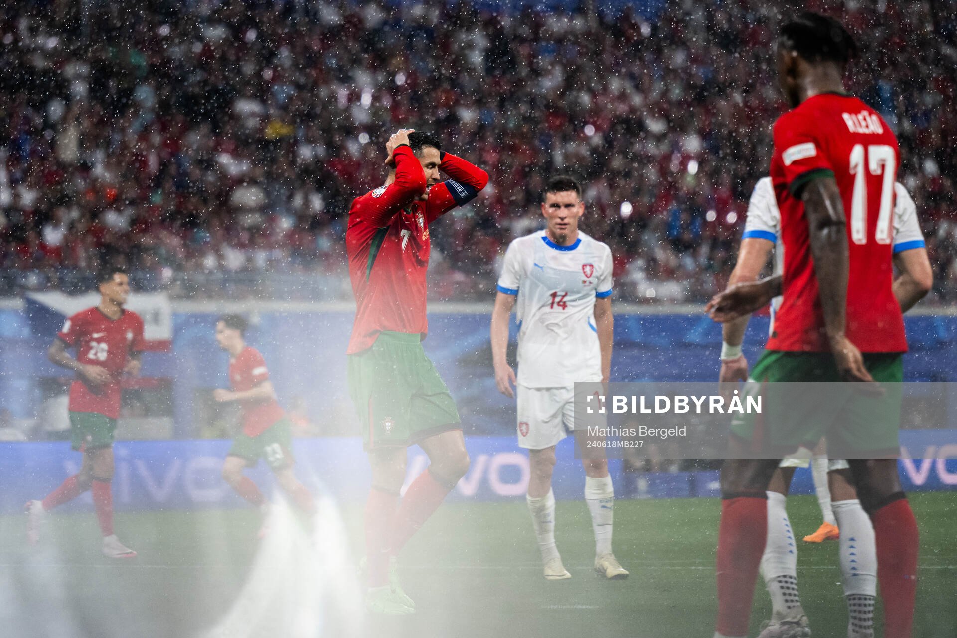 Cristiano Ronaldo of Portugal looks dejected