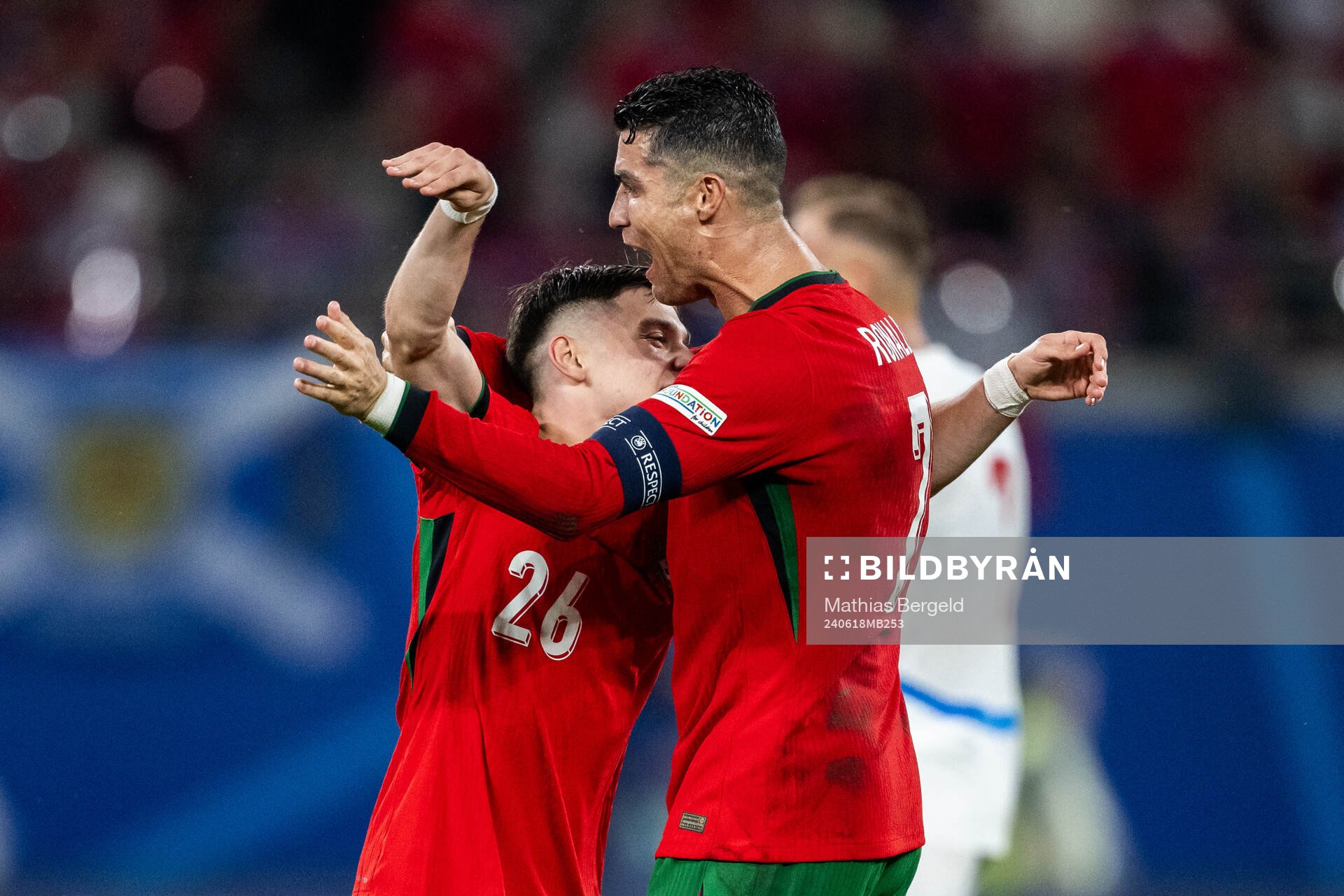Francisco Conceicao and Cristiano Ronaldo of Portugal