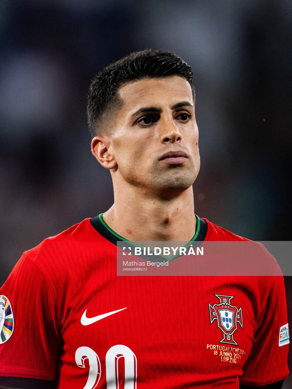 Joao Cancelo of Portugal during lin-up ahead of the UEFA Euro 2024 Football Championship match between Portugal and Czech Republic on June 18, 2024 in Leipzig.