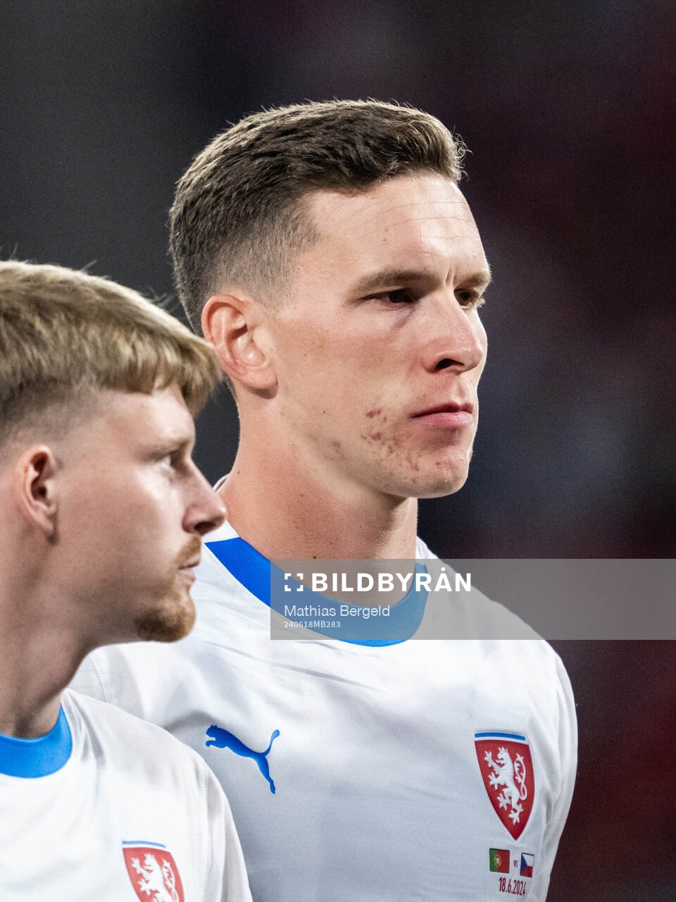 Lukas Provod of Czech Republic during line-up ahead of the UEFA Euro 2024 Football Championship match between Portugal and Czech Republic on June 18, 2024 in Leipzig.