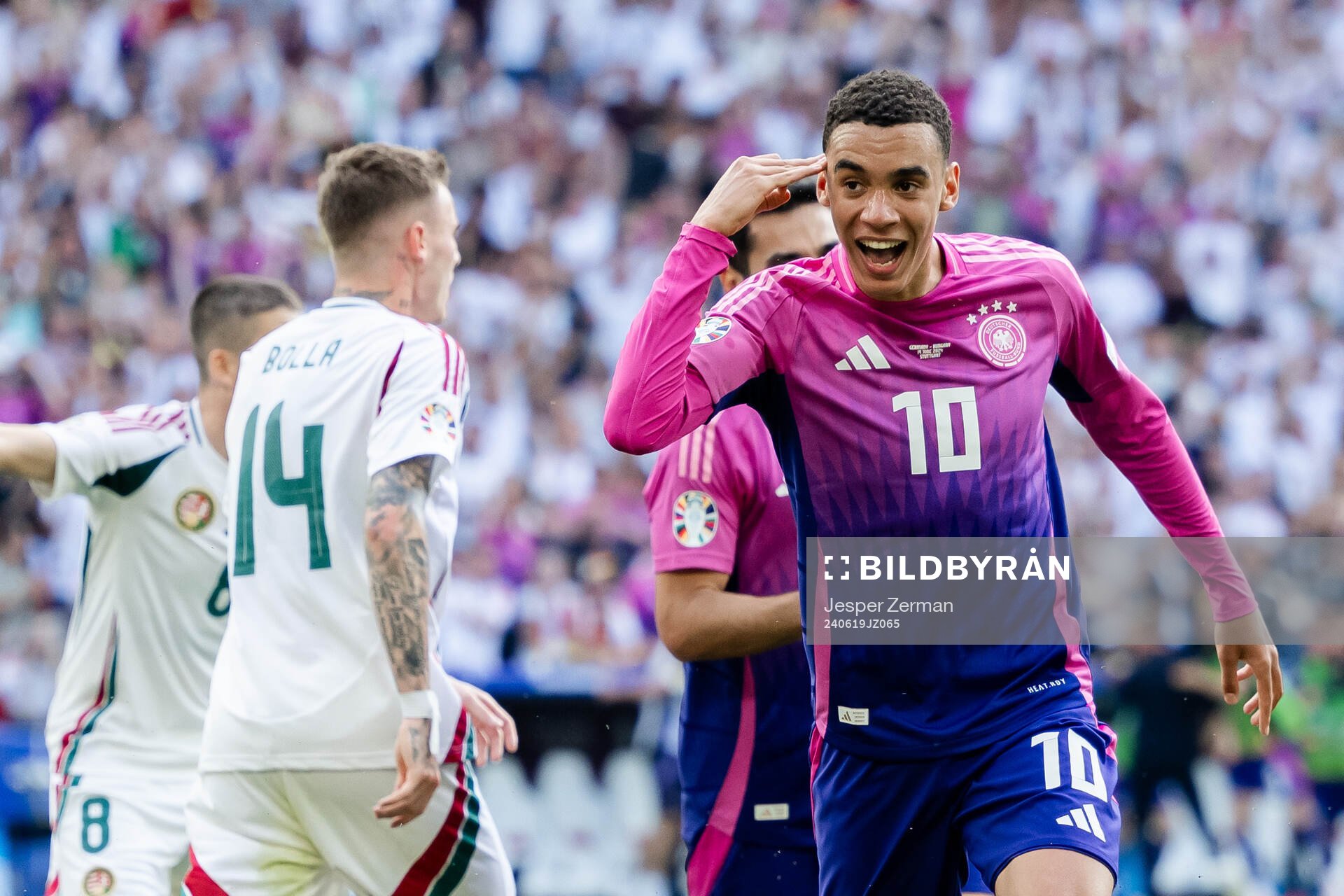 Jamal Musiala of Germany celebrates the 1-0 goal