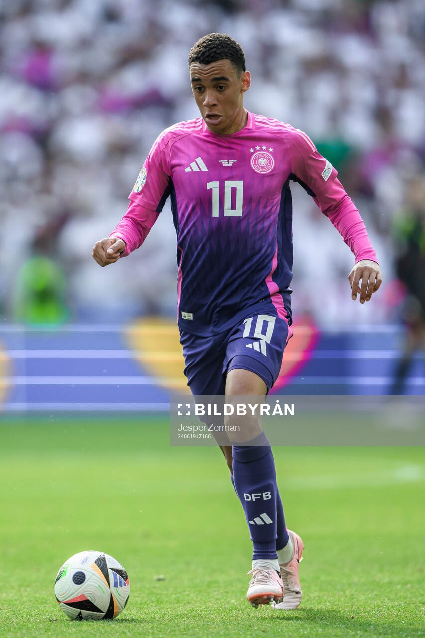 Jamal Musiala of Germany during the UEFA Euro 2024 Football Championship match between Germany and Hungary on June 19, 2024 in Stuttgart.