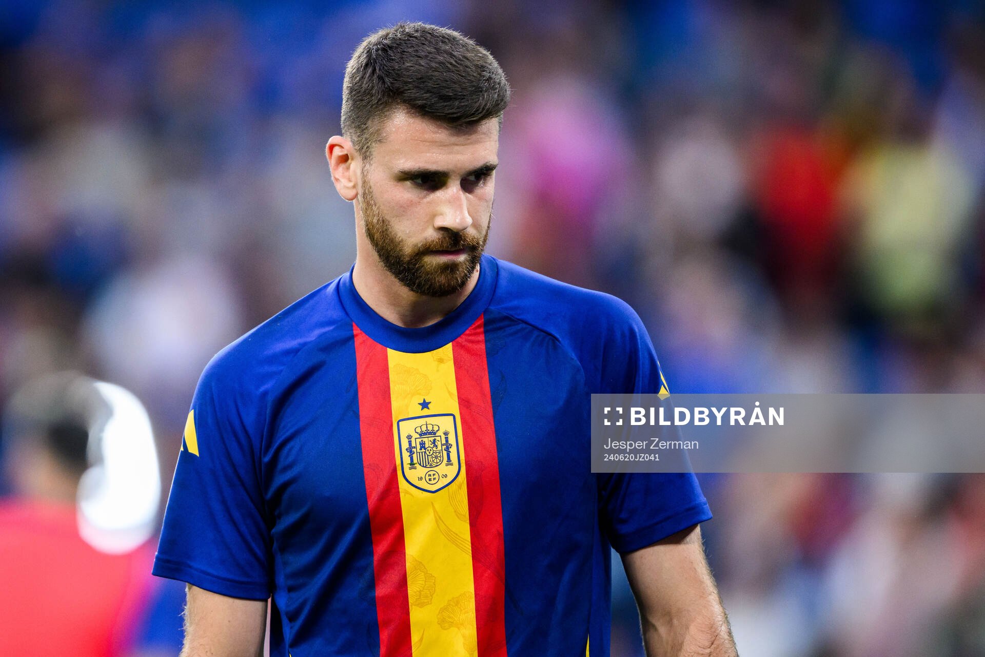 Goalkeeper Unai Simon Mendibil of Spain ahead of the UEFA Euro 2024 Football Championship match between Spain and Italy on June 20, 2024 in Gelsenkirchen.