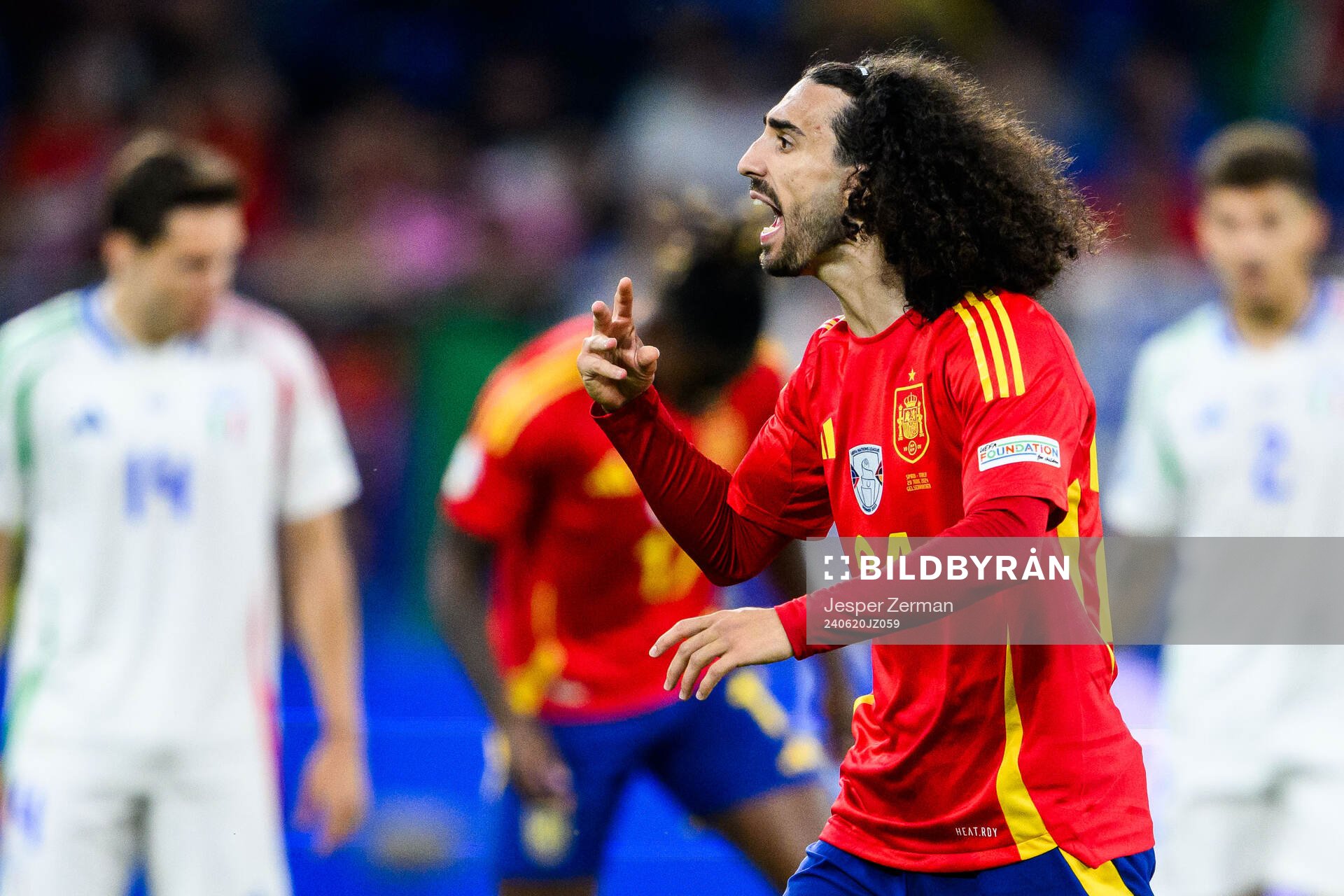 Marc Cucurella of Spain reacts