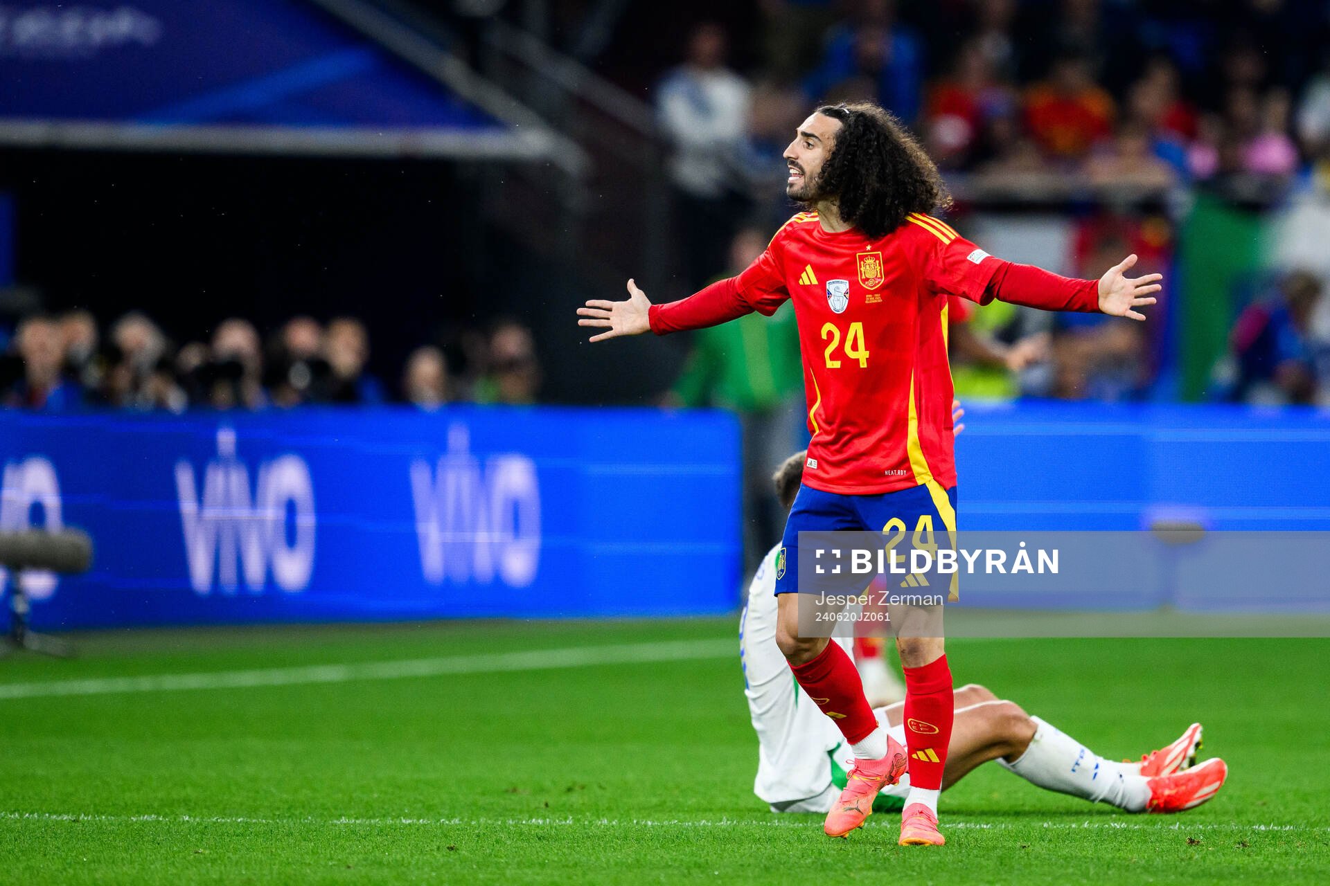 Marc Cucurella of Spain reacts