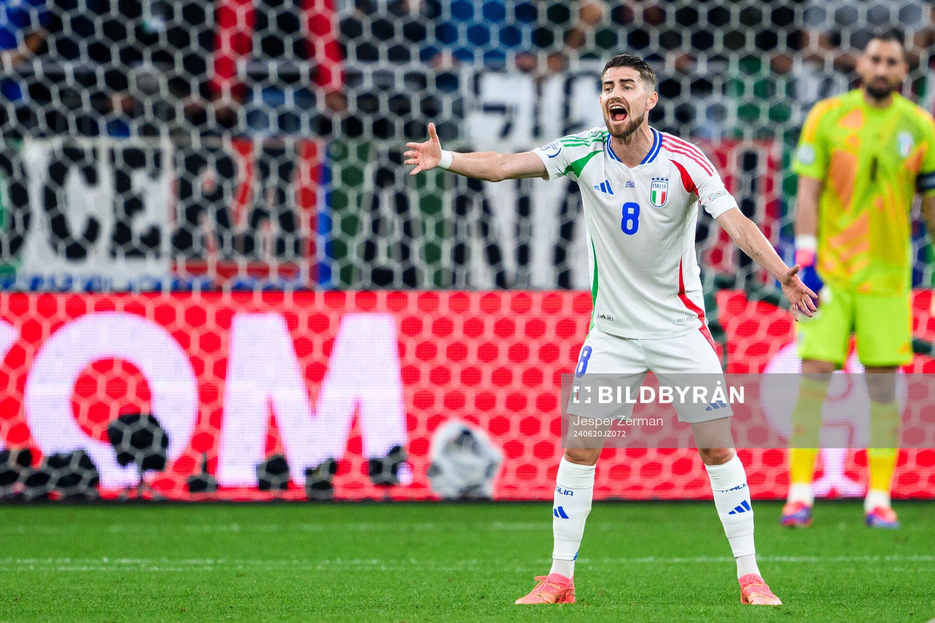 Jorginho of Italy reacts